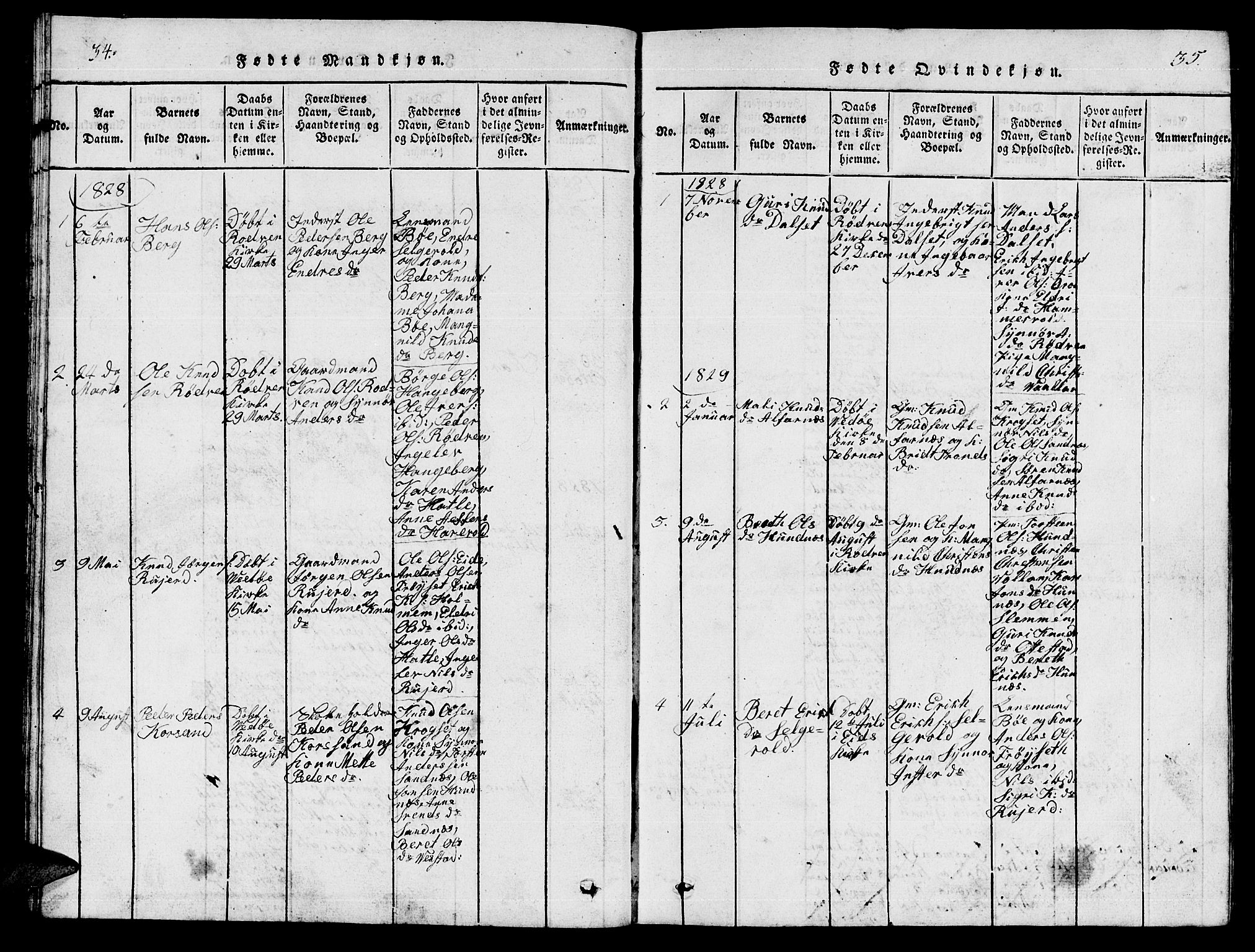 Ministerialprotokoller, klokkerbøker og fødselsregistre - Møre og Romsdal, AV/SAT-A-1454/548/L0613: Klokkerbok nr. 548C01, 1818-1846, s. 34-35