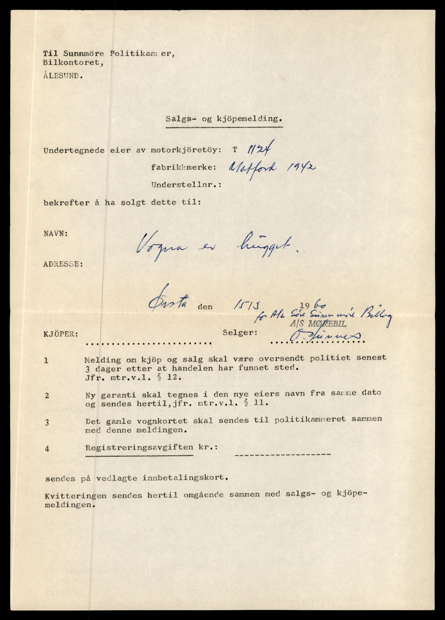 Møre og Romsdal vegkontor - Ålesund trafikkstasjon, AV/SAT-A-4099/F/Fe/L0010: Registreringskort for kjøretøy T 1050 - T 1169, 1927-1998, s. 2117