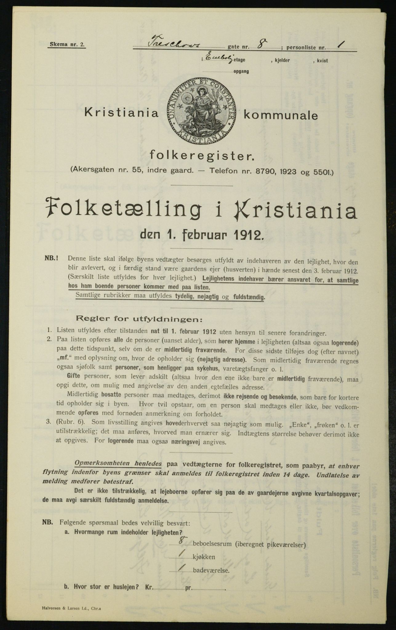 OBA, Kommunal folketelling 1.2.1912 for Kristiania, 1912, s. 115605