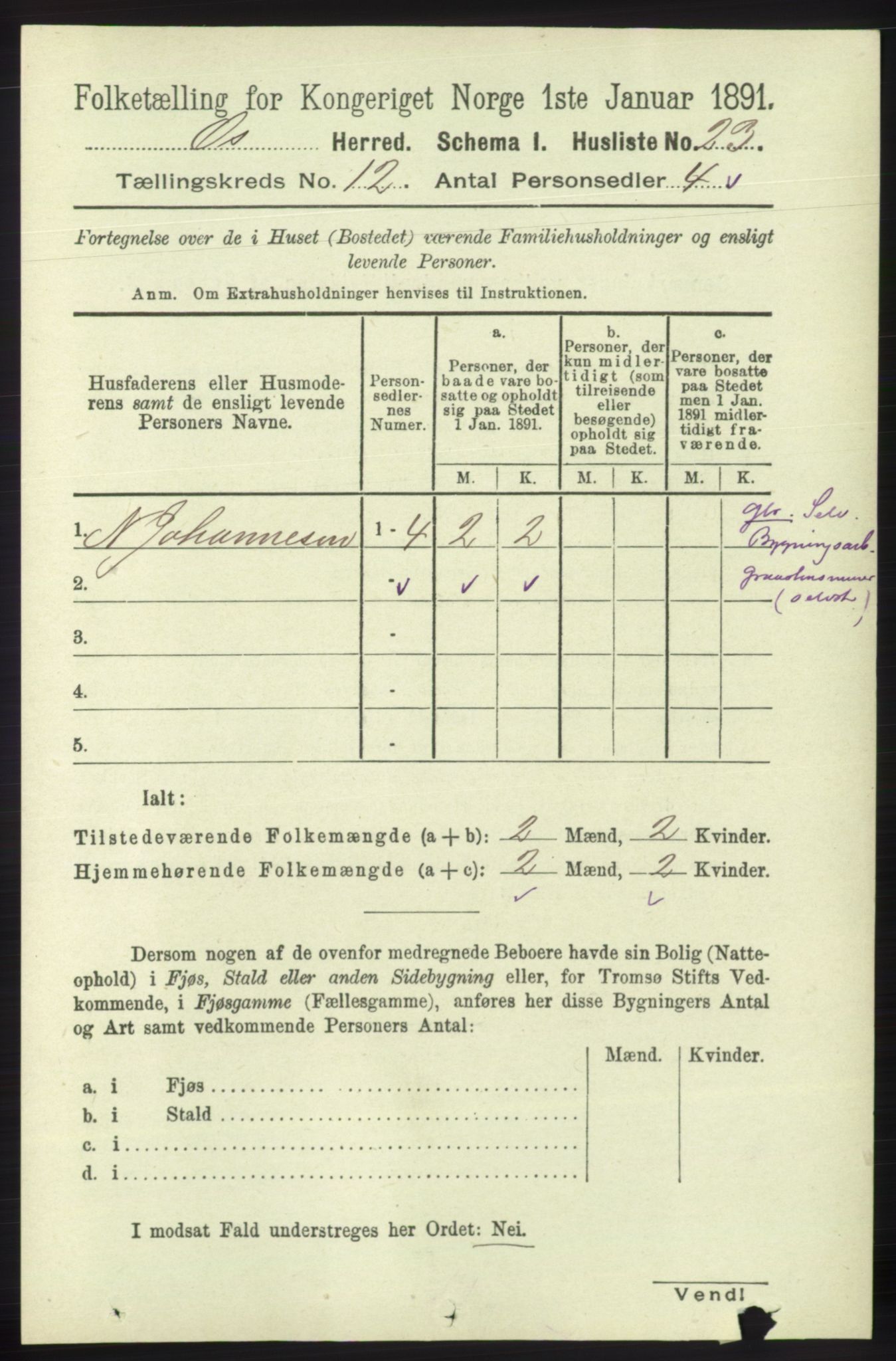 RA, Folketelling 1891 for 1243 Os herred, 1891, s. 2720