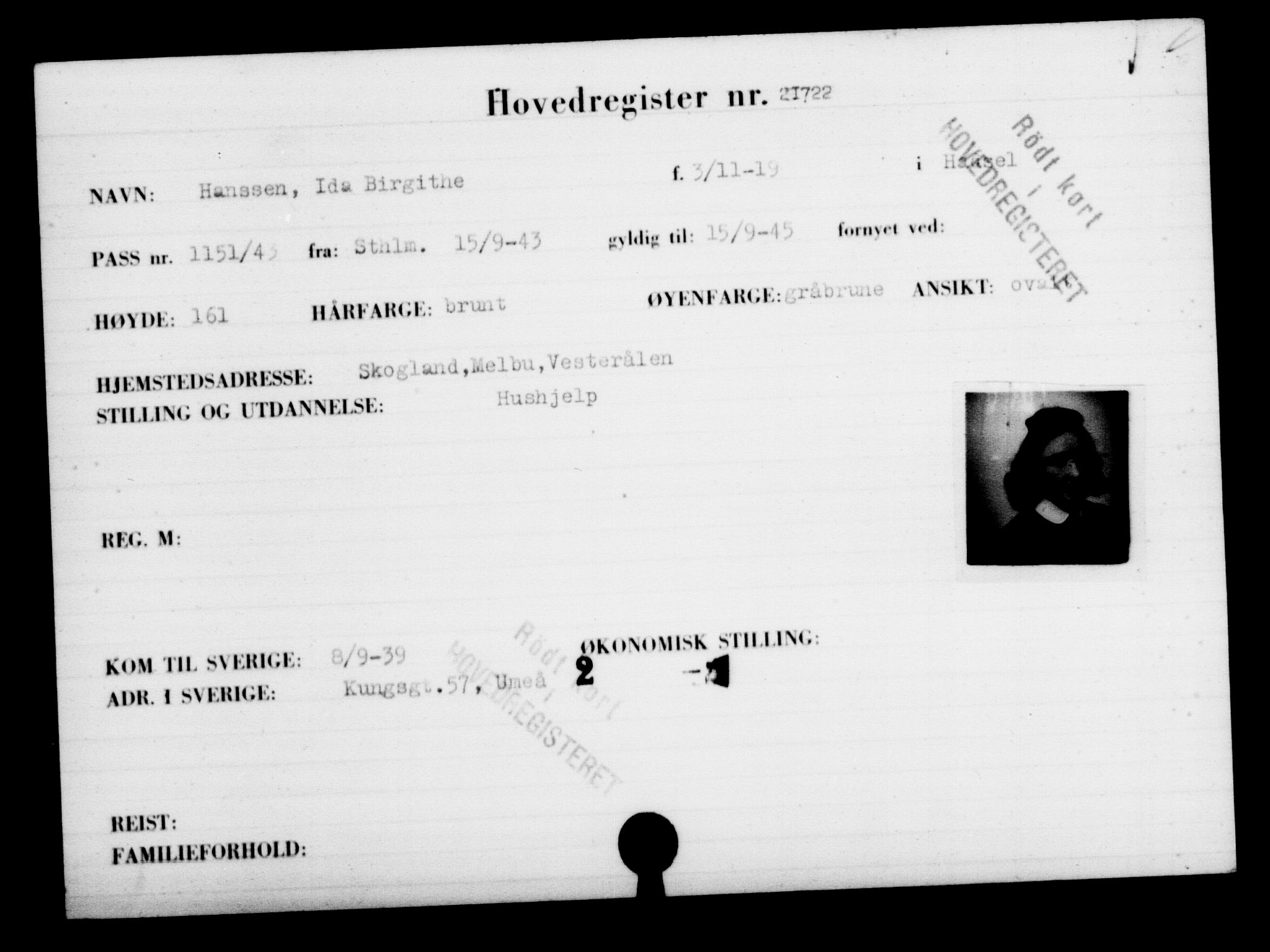 Utenriksstasjonene, Legasjonen i Stockholm, Flyktningkontoret, AV/RA-S-6753/V/Va/L0009: Kjesäterkartoteket, flyktninger med registreringsnr. 18502-22048, 1940-1945, s. 2747