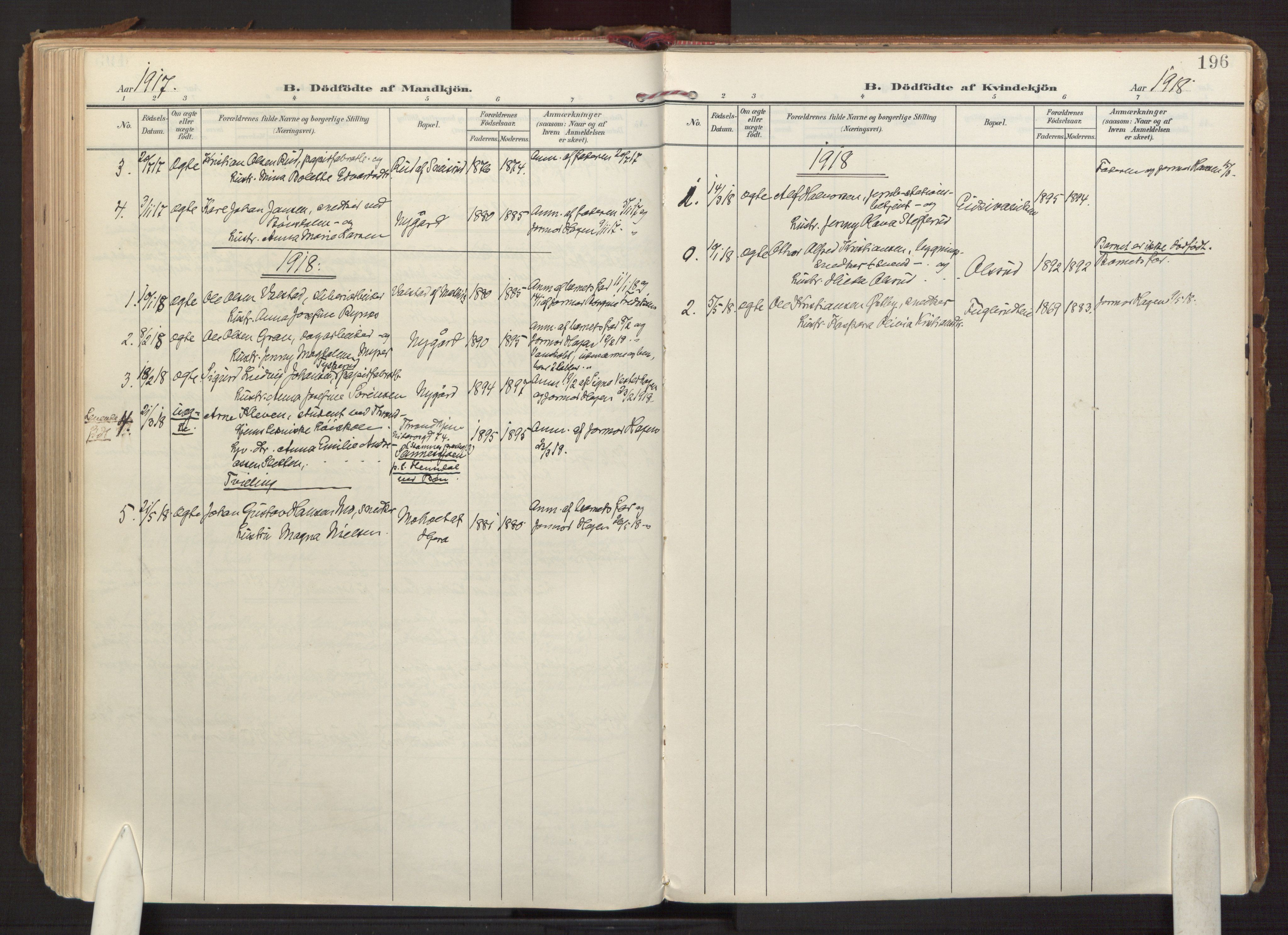 Eidsvoll prestekontor Kirkebøker, AV/SAO-A-10888/F/Fa/L0008: Ministerialbok nr. I 8, 1908-1920, s. 196