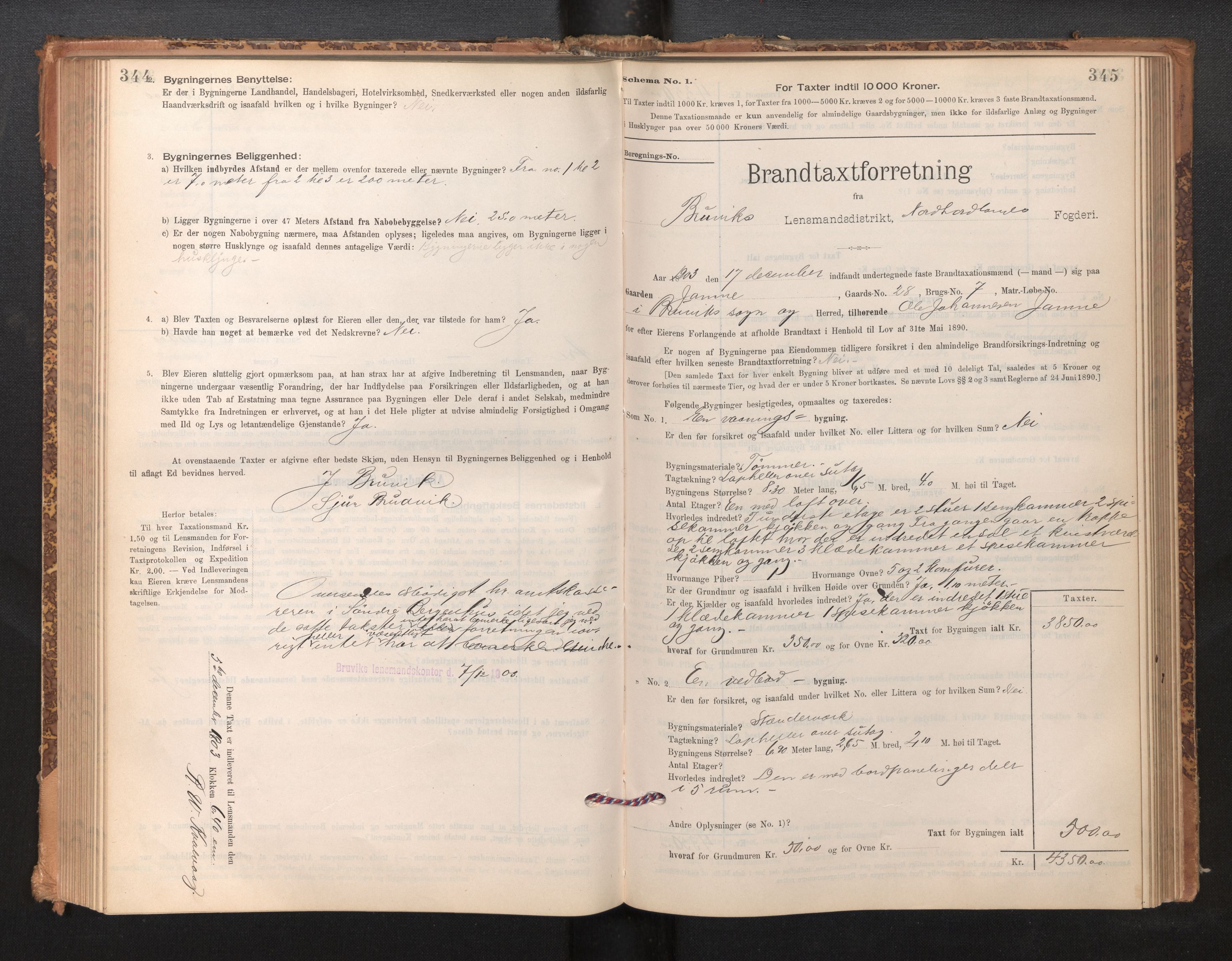 Lensmannen i Bruvik, SAB/A-31301/0012/L0006: Branntakstprotokoll, skjematakst, 1894-1906, s. 344-345