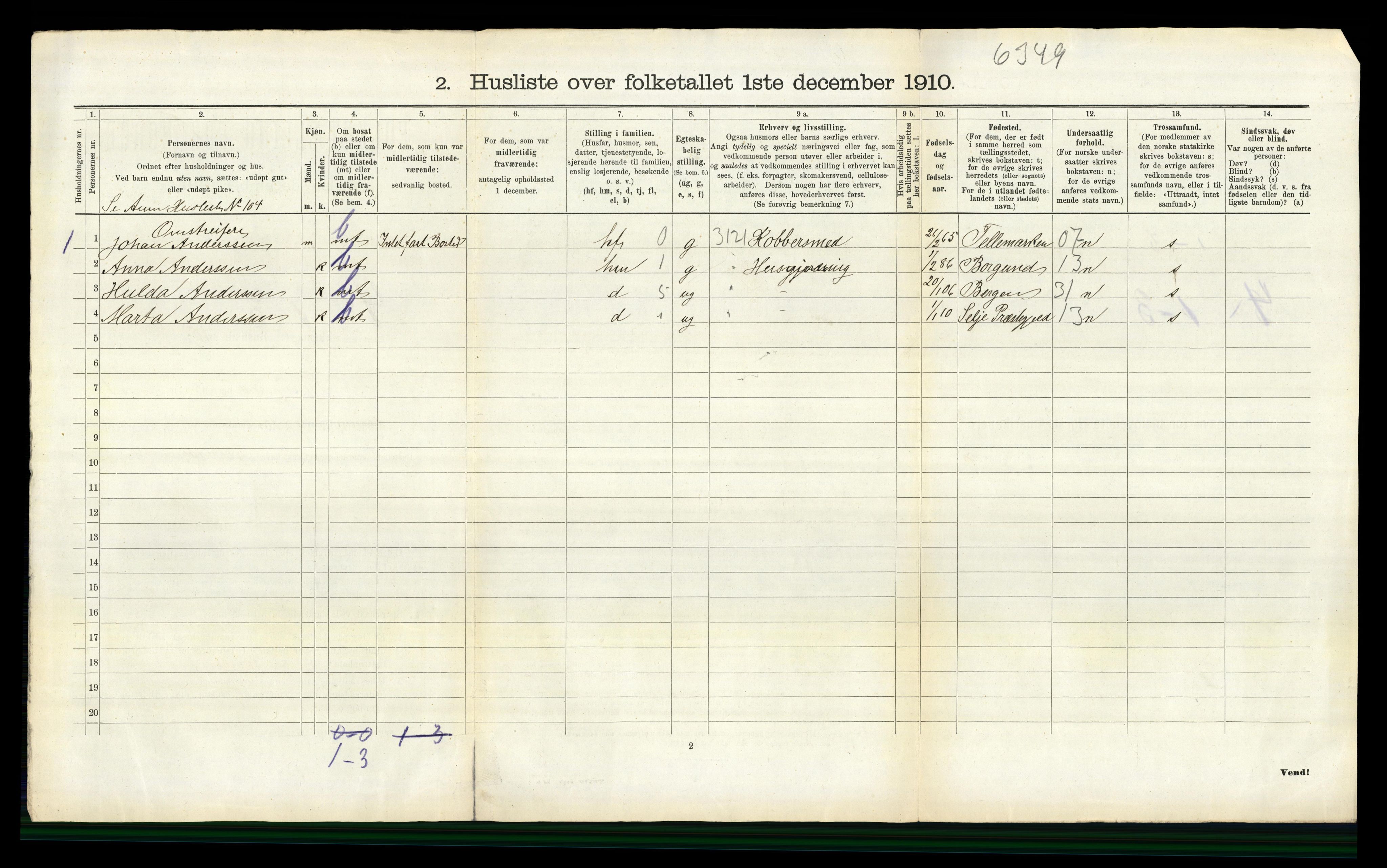 RA, Folketelling 1910 for 1030 Spangereid herred, 1910, s. 238