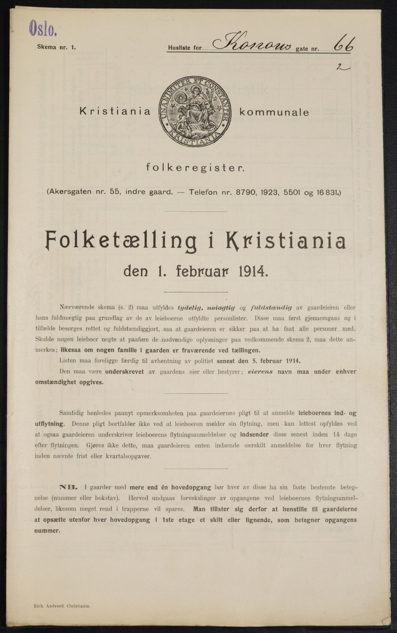 OBA, Kommunal folketelling 1.2.1914 for Kristiania, 1914, s. 53343