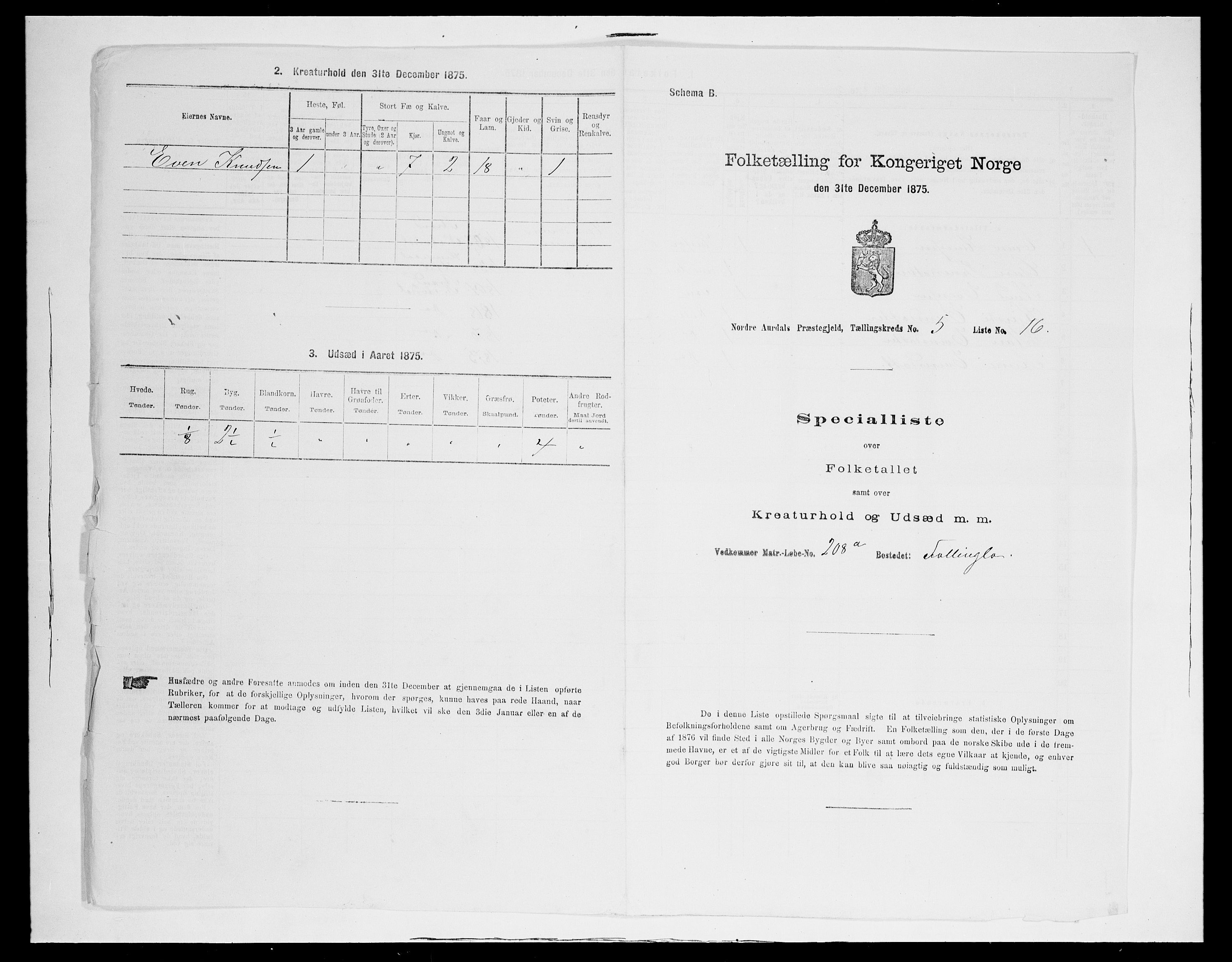 SAH, Folketelling 1875 for 0542P Nord-Aurdal prestegjeld, 1875, s. 922