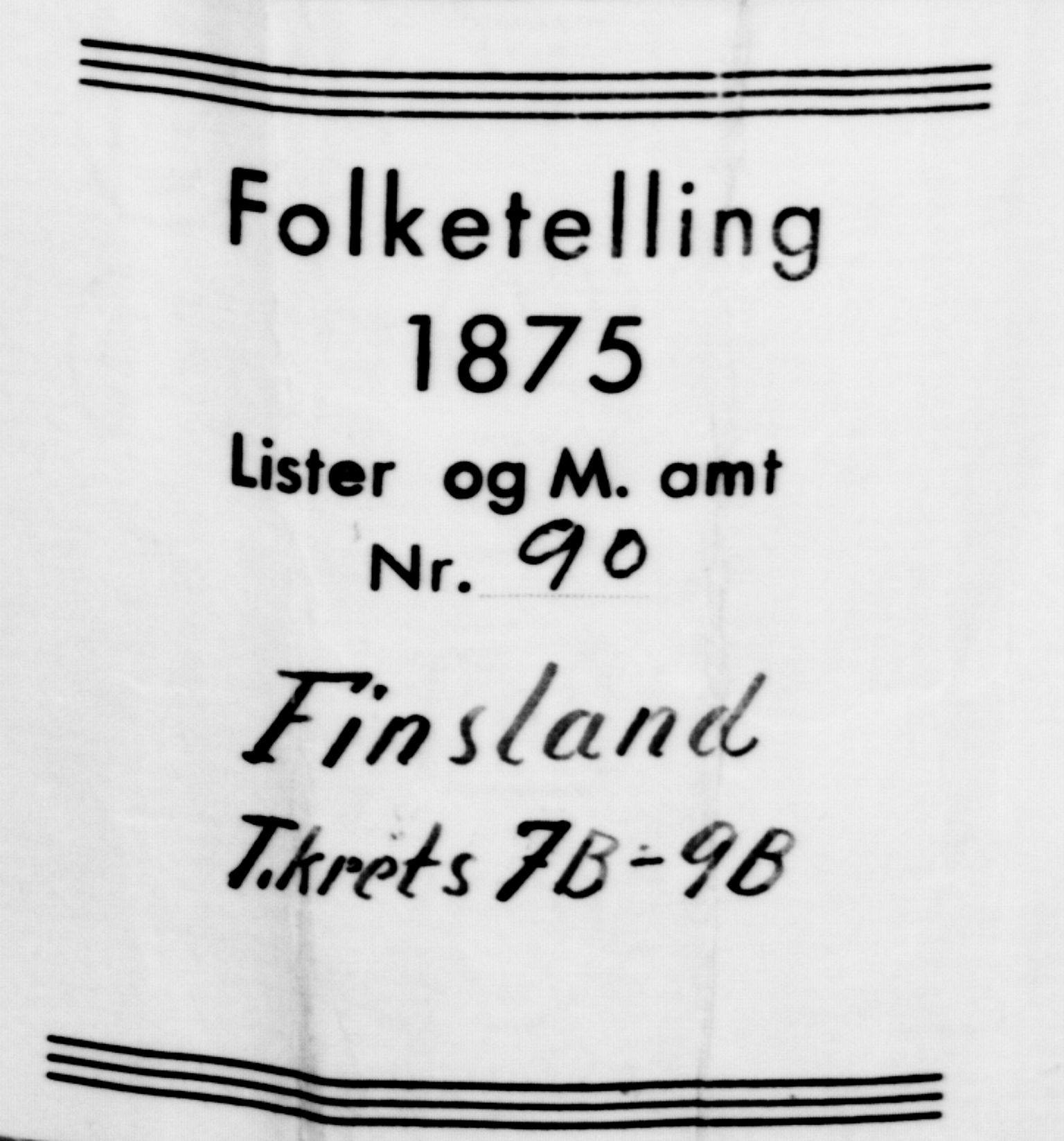 SAK, Folketelling 1875 for 1024P Bjelland prestegjeld, 1875, s. 753