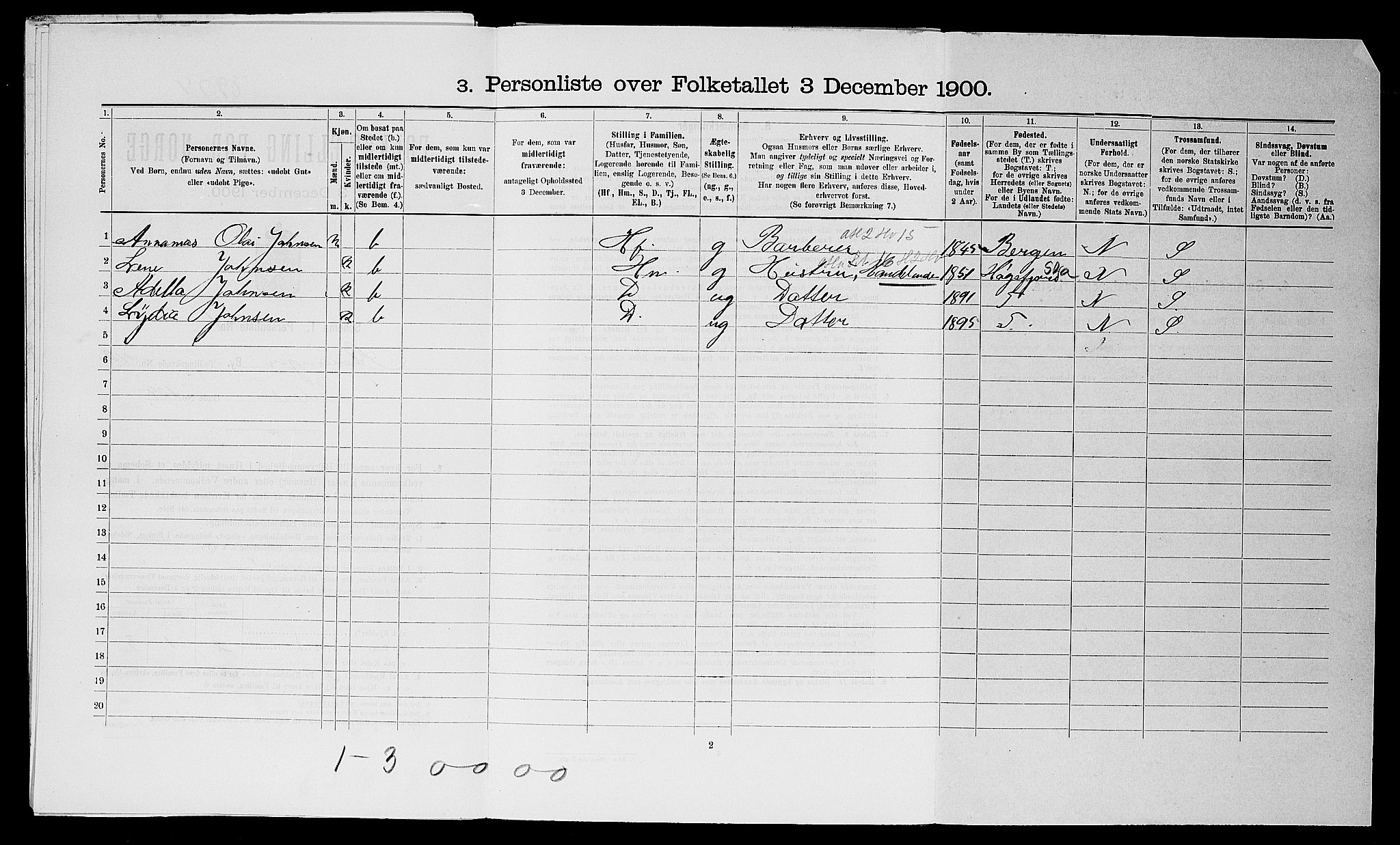 SAST, Folketelling 1900 for 1103 Stavanger kjøpstad, 1900, s. 15302