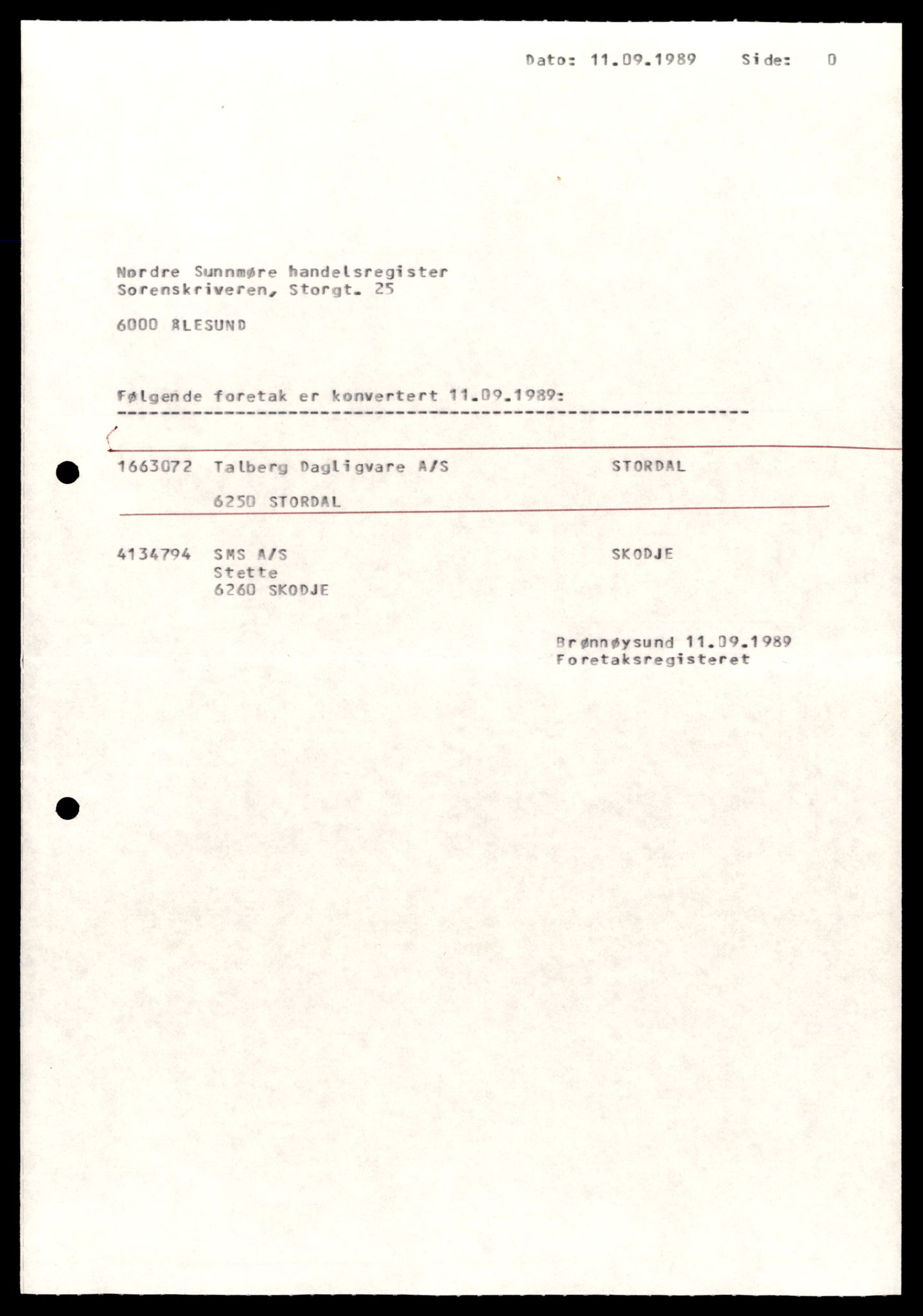 Nordre Sunnmøre sorenskriveri, SAT/A-0006/2/J/Jd/Jde/L0053: Bilag. Aksjeselskap, T, 1944-1990, s. 1
