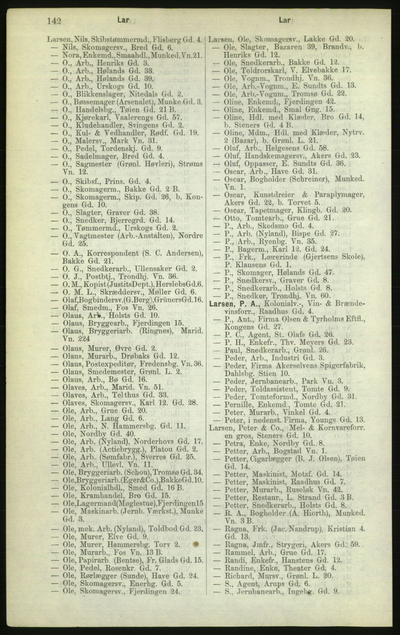 Kristiania/Oslo adressebok, PUBL/-, 1882, s. 142