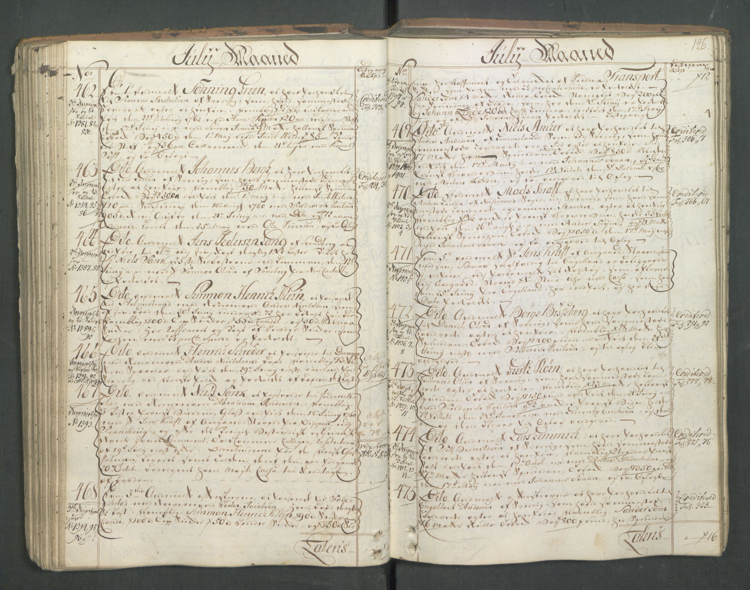 Generaltollkammeret, tollregnskaper, AV/RA-EA-5490/R01/L0046/0001: Tollregnskaper Fredrikshald / Inngående hovedtollbok, 1762, s. 145b-146a