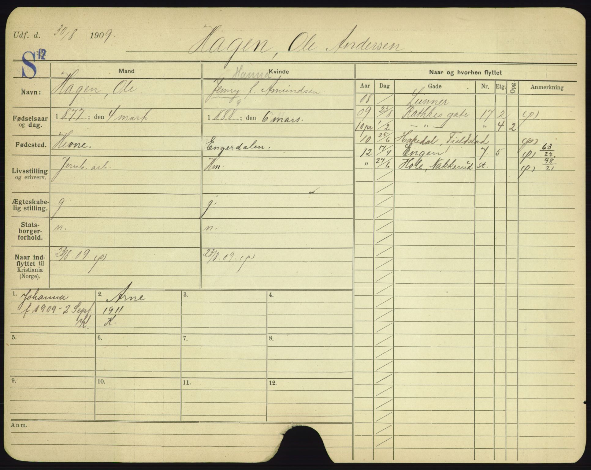 Oslo folkeregister, Registerkort, AV/SAO-A-11715/F/Fa/Fac/L0003: Menn, 1906-1914, s. 1049a