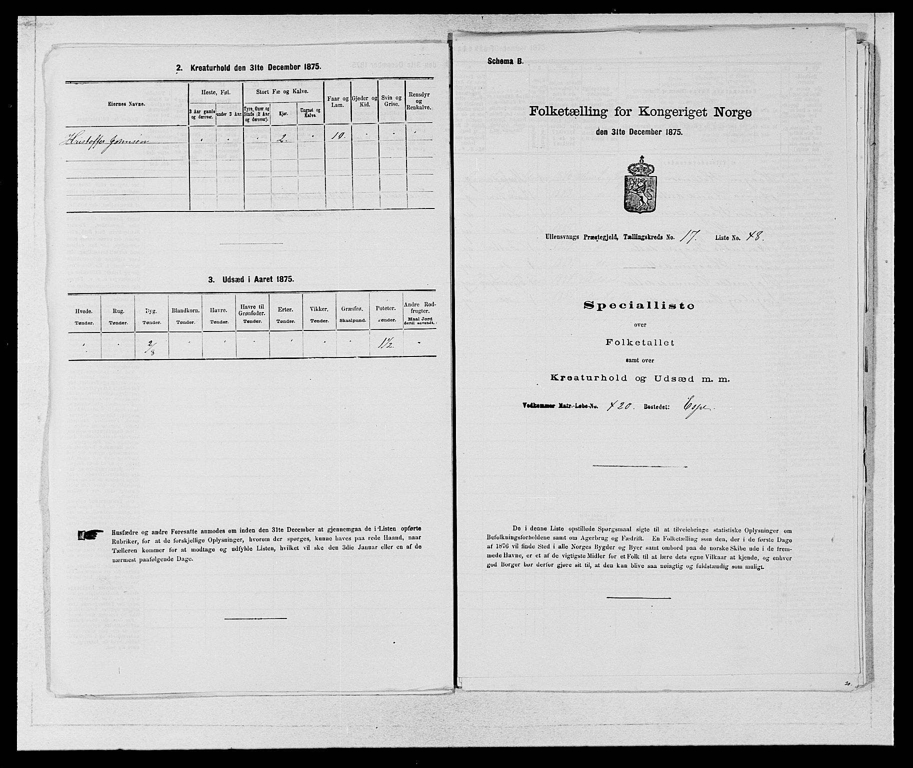 SAB, Folketelling 1875 for 1230P Ullensvang prestegjeld, 1875, s. 1841