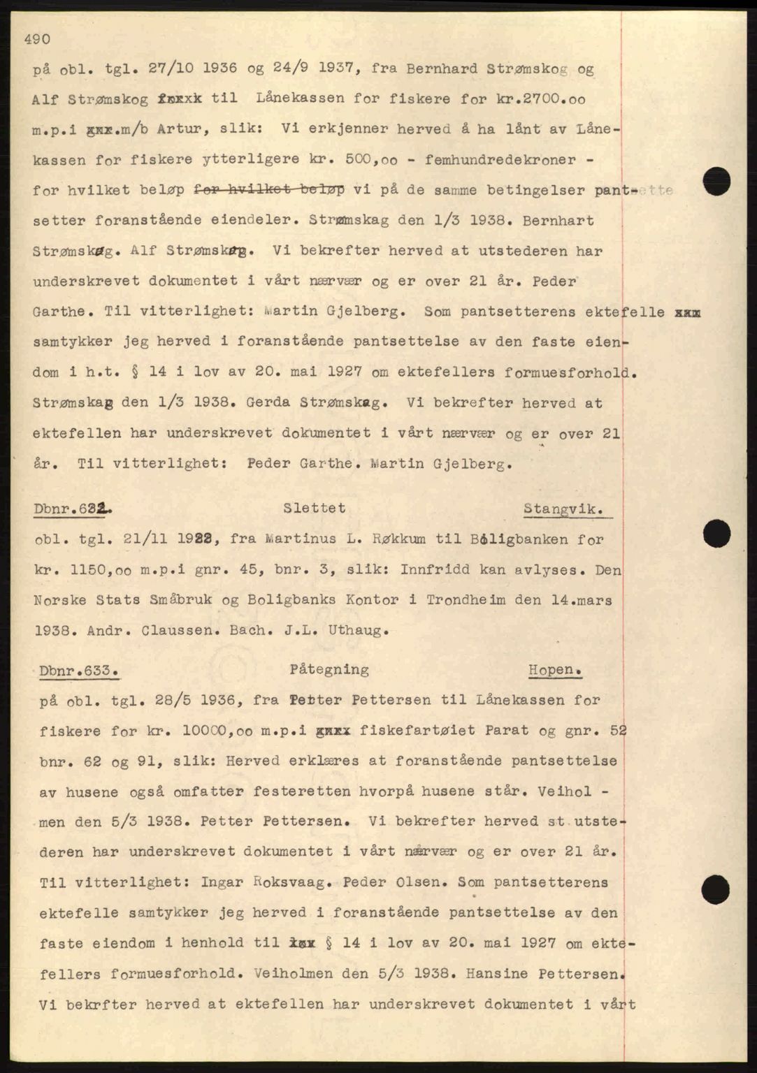 Nordmøre sorenskriveri, SAT/A-4132/1/2/2Ca: Pantebok nr. C80, 1936-1939, Dagboknr: 632/1938