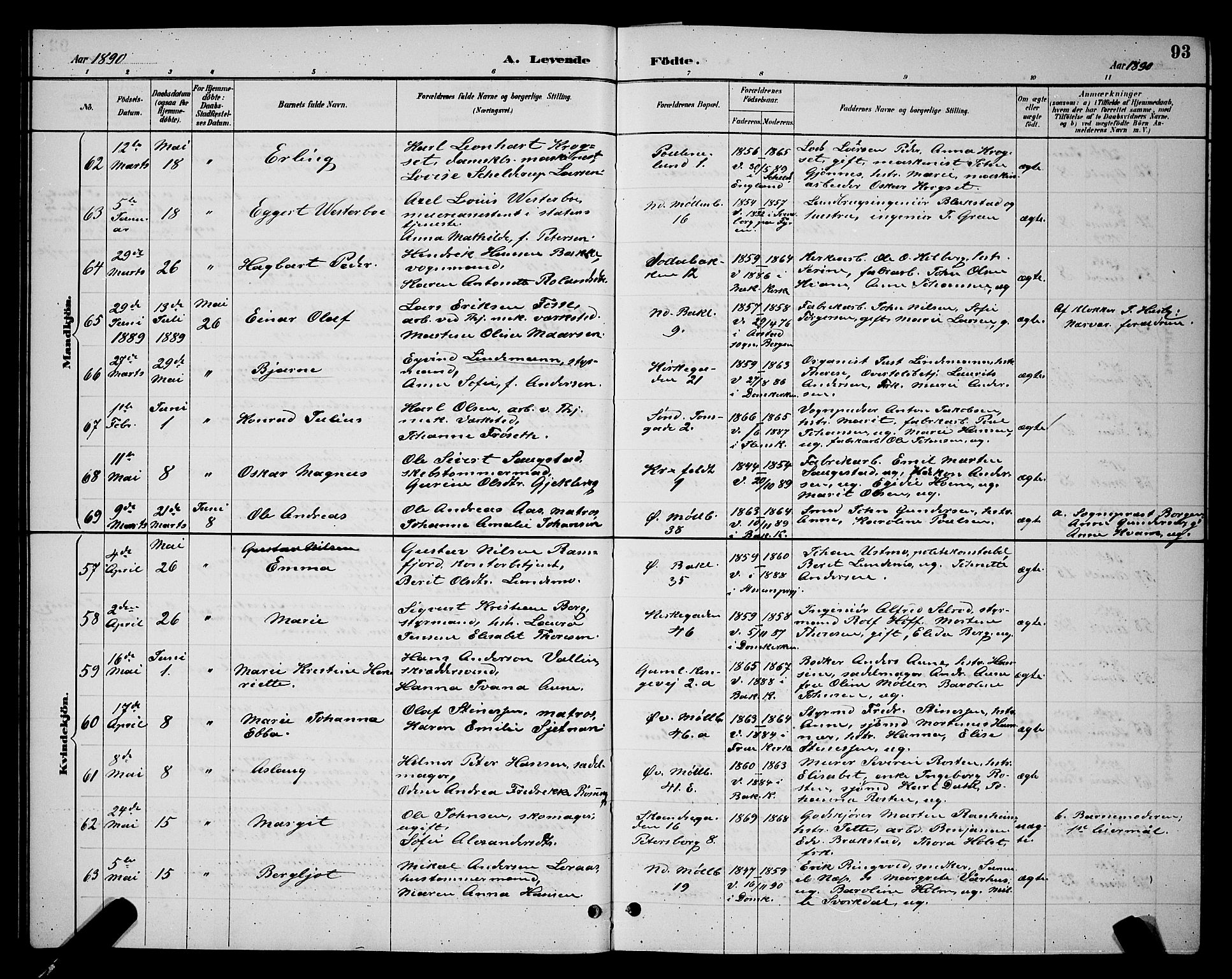 Ministerialprotokoller, klokkerbøker og fødselsregistre - Sør-Trøndelag, SAT/A-1456/604/L0222: Klokkerbok nr. 604C05, 1886-1895, s. 93