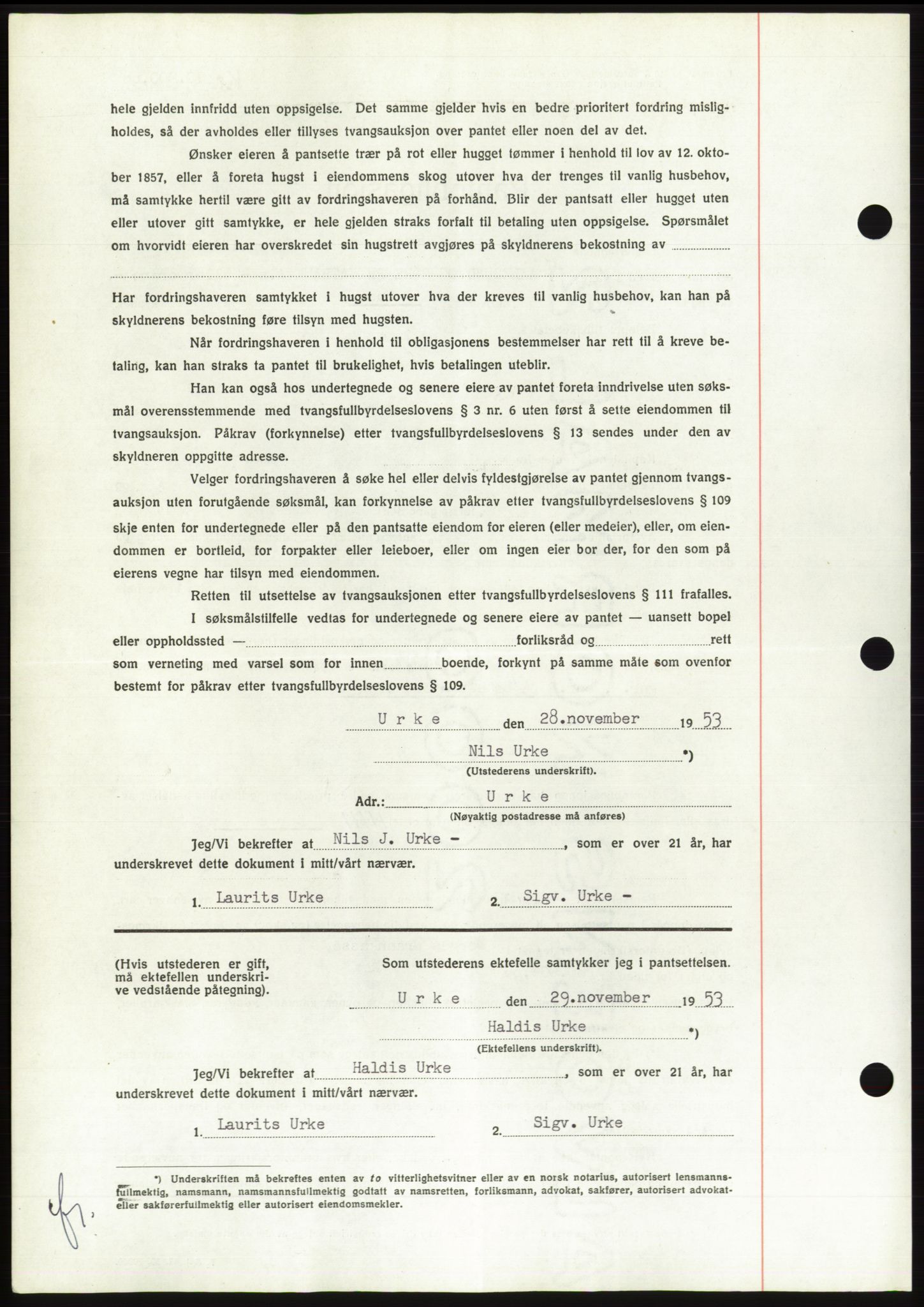 Søre Sunnmøre sorenskriveri, AV/SAT-A-4122/1/2/2C/L0124: Pantebok nr. 12B, 1953-1954, Dagboknr: 3000/1953