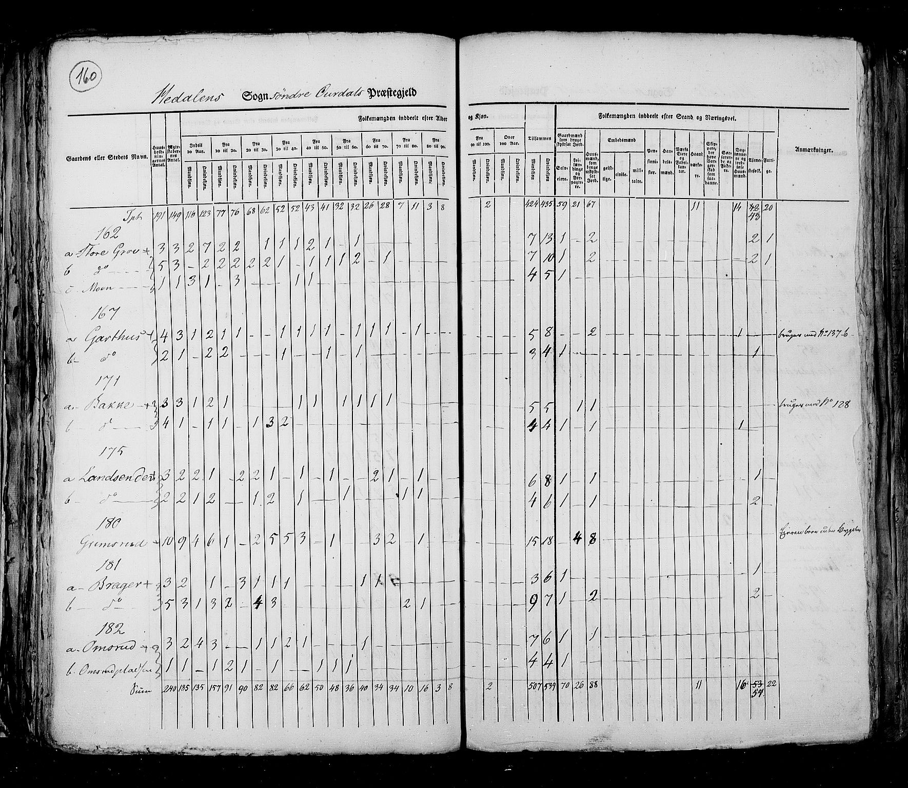 RA, Folketellingen 1825, bind 6: Kristians amt, 1825, s. 160