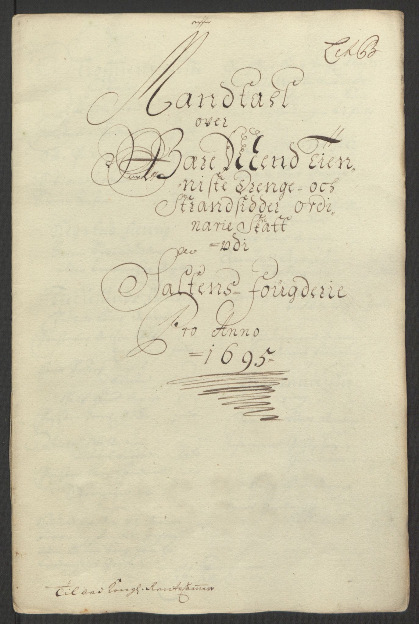 Rentekammeret inntil 1814, Reviderte regnskaper, Fogderegnskap, RA/EA-4092/R66/L4578: Fogderegnskap Salten, 1694-1696, s. 143