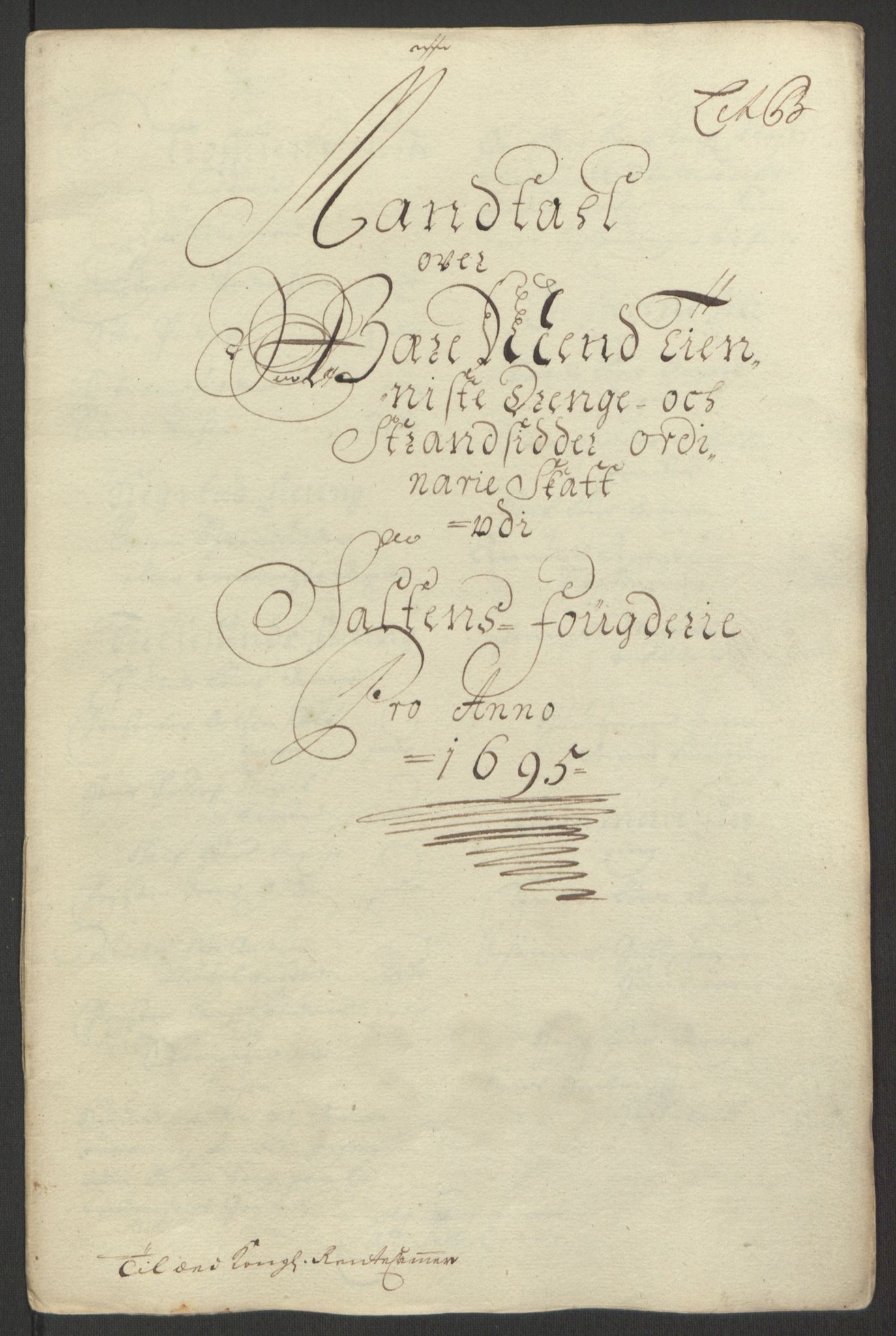 Rentekammeret inntil 1814, Reviderte regnskaper, Fogderegnskap, AV/RA-EA-4092/R66/L4578: Fogderegnskap Salten, 1694-1696, s. 143