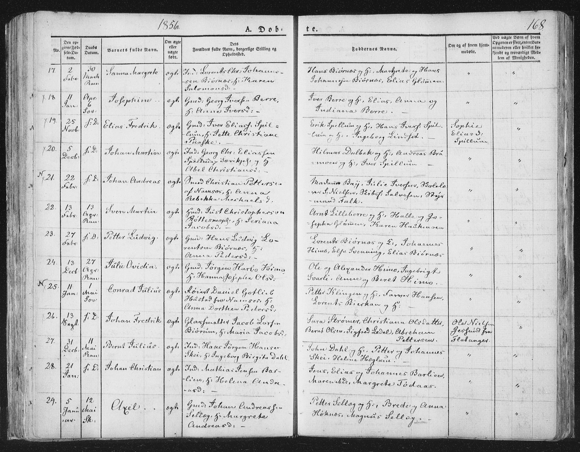 Ministerialprotokoller, klokkerbøker og fødselsregistre - Nord-Trøndelag, SAT/A-1458/764/L0551: Ministerialbok nr. 764A07a, 1824-1864, s. 168