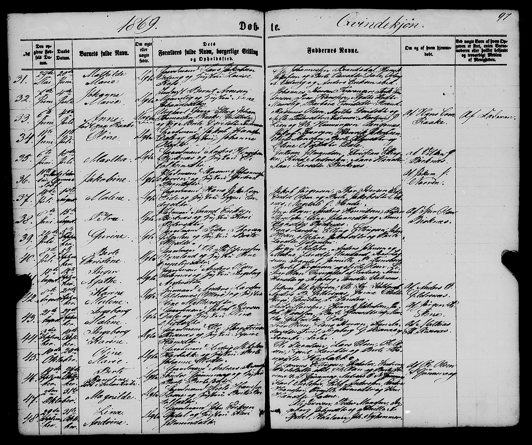 Gulen sokneprestembete, AV/SAB-A-80201/H/Haa/Haaa/L0022: Ministerialbok nr. A 22, 1859-1869, s. 97