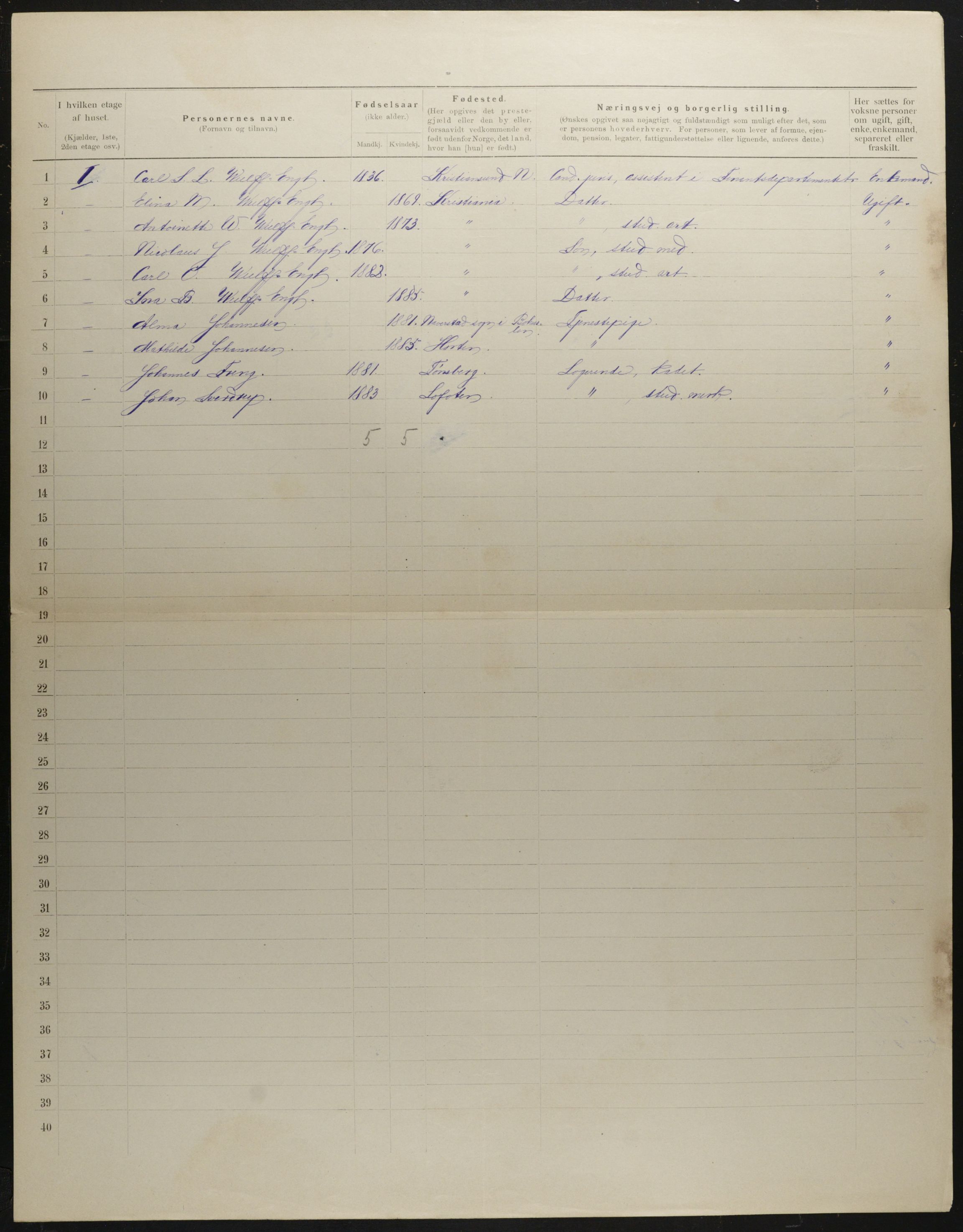 OBA, Kommunal folketelling 31.12.1901 for Kristiania kjøpstad, 1901, s. 2925