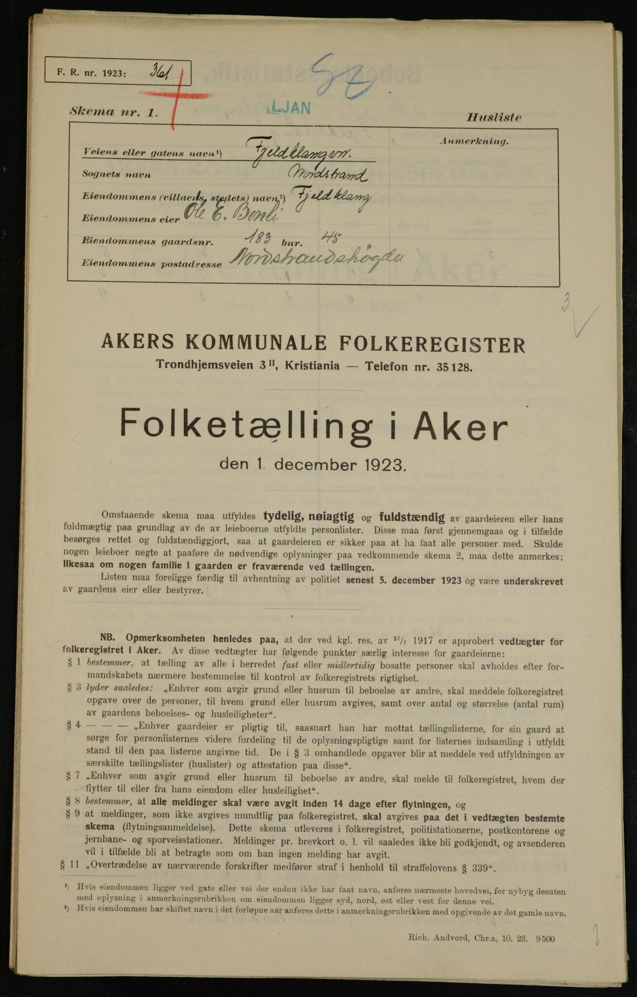 , Kommunal folketelling 1.12.1923 for Aker, 1923, s. 38797