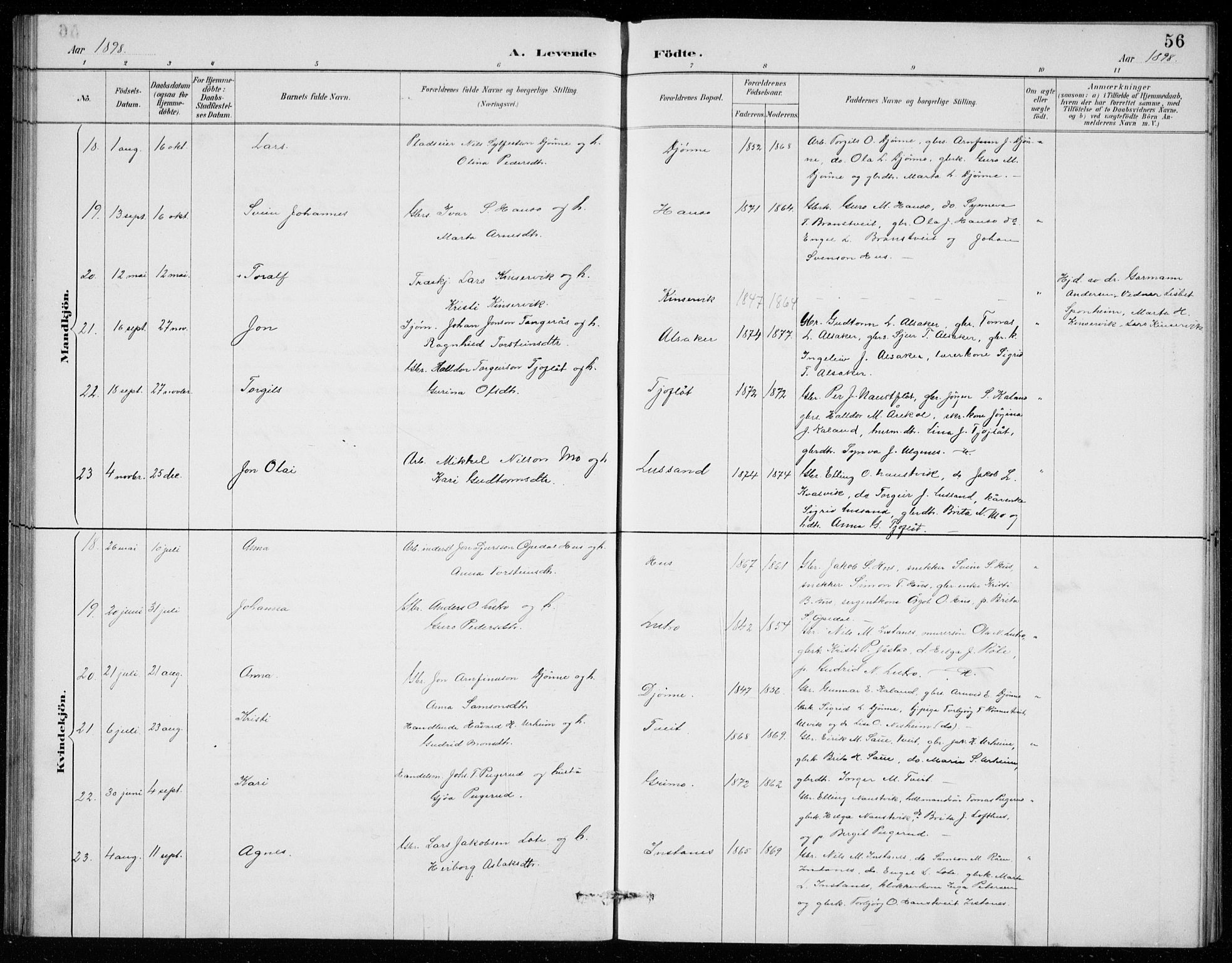 Ullensvang sokneprestembete, AV/SAB-A-78701/H/Hab: Klokkerbok nr. E  7, 1887-1929, s. 56