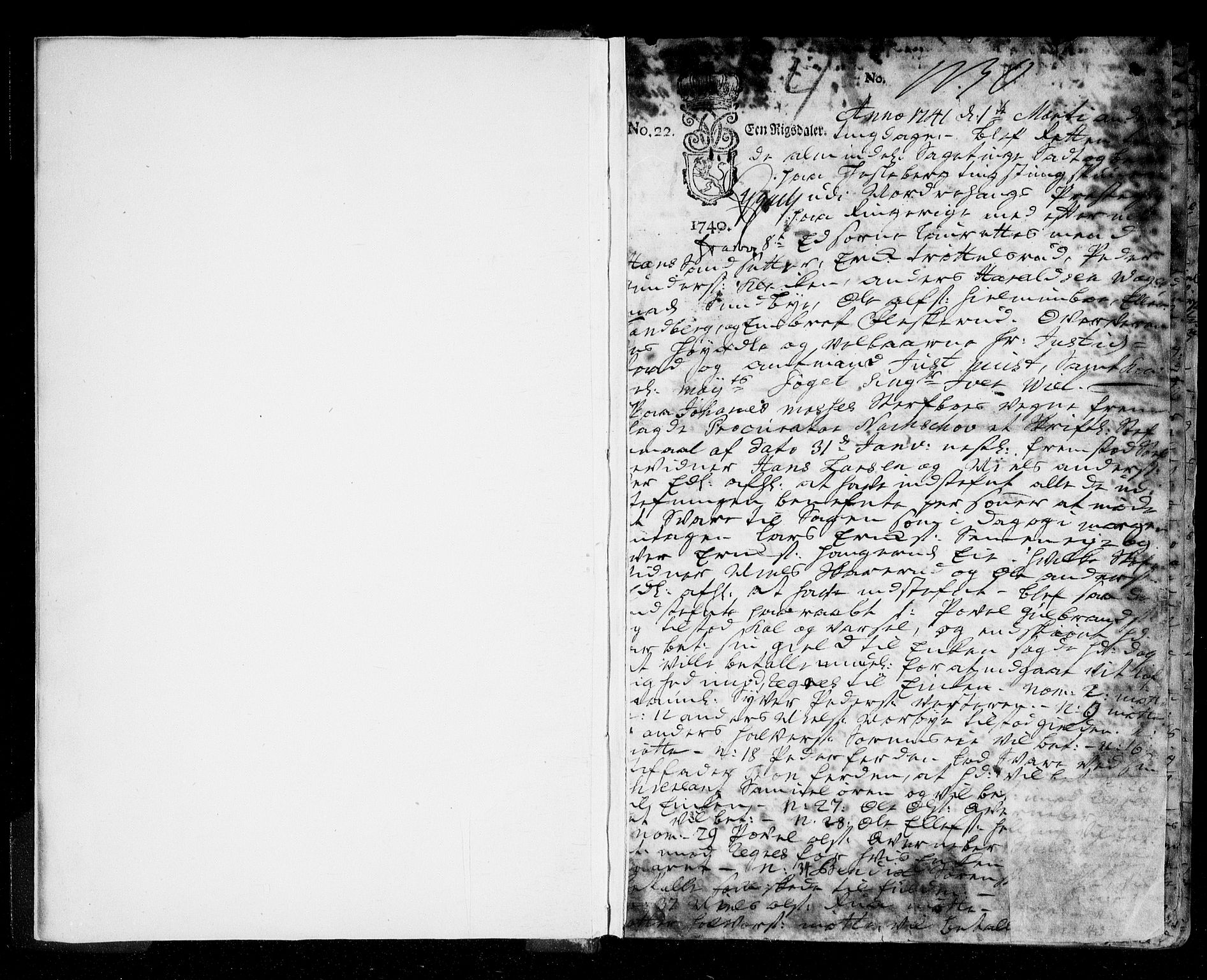 Ringerike og Hallingdal sorenskriveri, AV/SAKO-A-81/F/Fa/Faa/L0038: Tingbok, 1741-1743, s. 1
