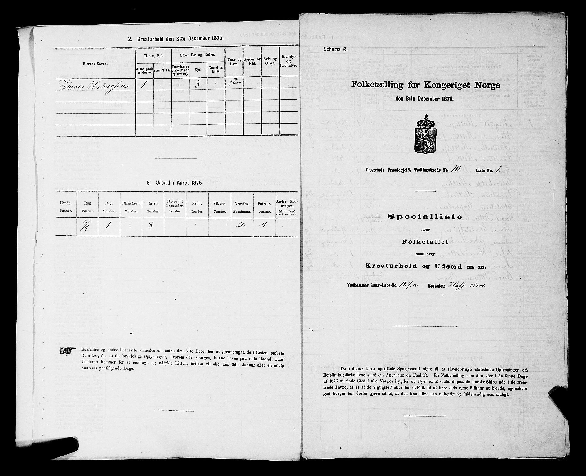 RA, Folketelling 1875 for 0122P Trøgstad prestegjeld, 1875, s. 1093