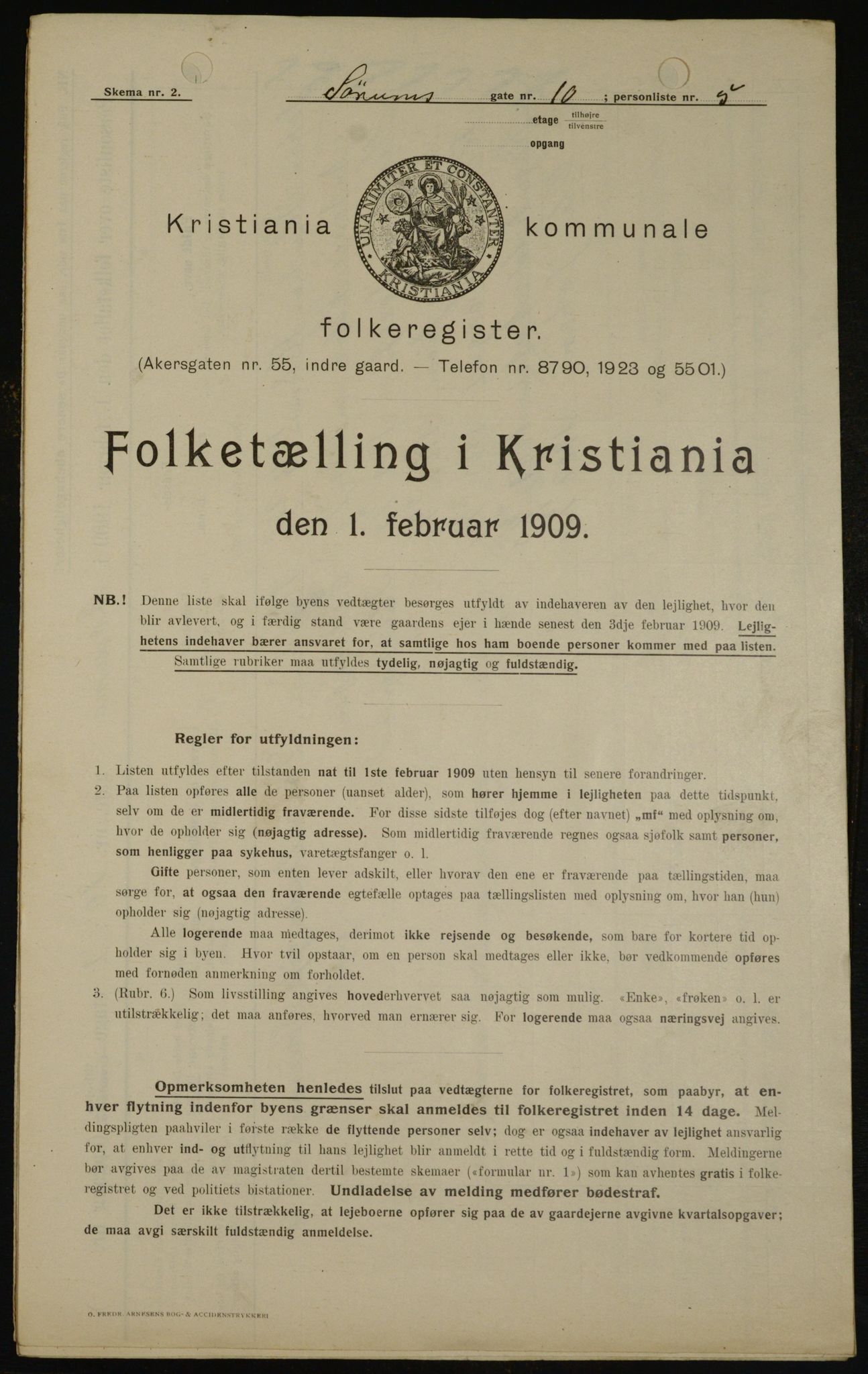 OBA, Kommunal folketelling 1.2.1909 for Kristiania kjøpstad, 1909, s. 96946