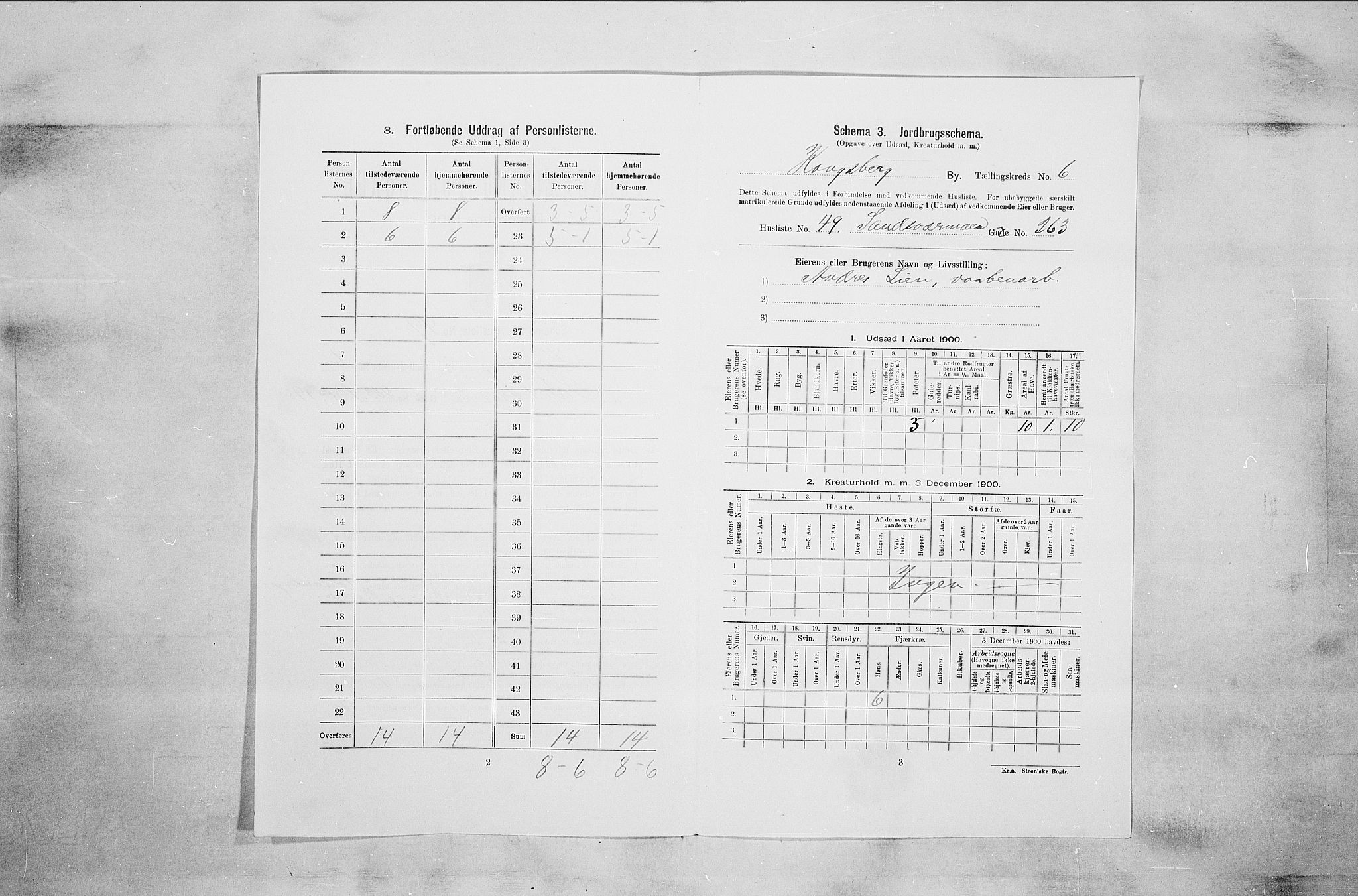 RA, Folketelling 1900 for 0604 Kongsberg kjøpstad, 1900, s. 1239