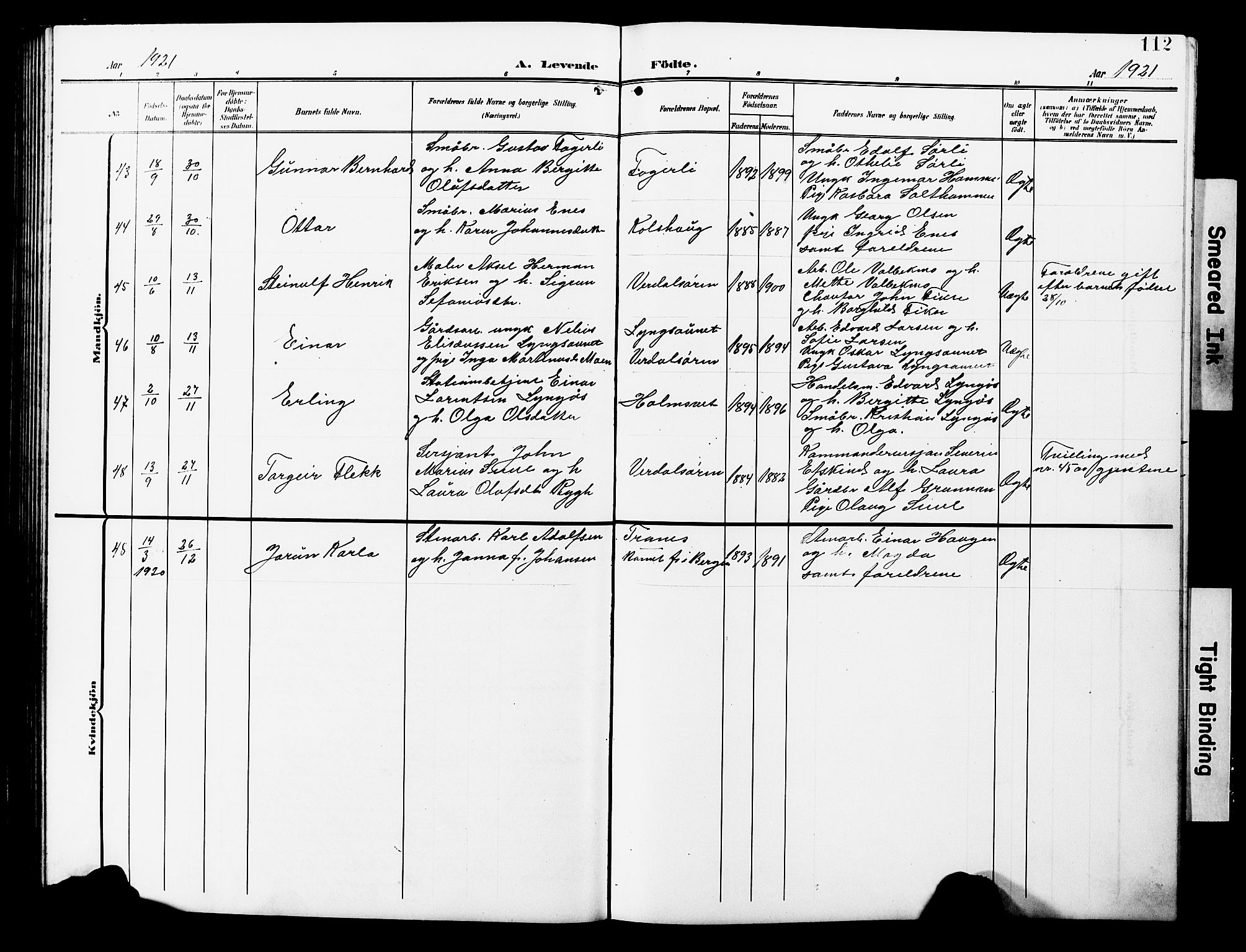 Ministerialprotokoller, klokkerbøker og fødselsregistre - Nord-Trøndelag, AV/SAT-A-1458/723/L0258: Klokkerbok nr. 723C06, 1908-1927, s. 112