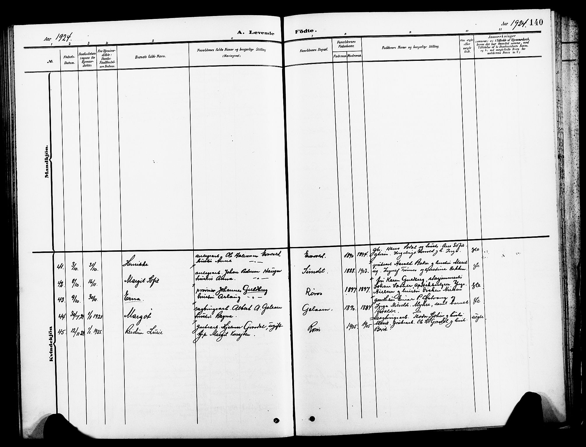 Ministerialprotokoller, klokkerbøker og fødselsregistre - Sør-Trøndelag, SAT/A-1456/681/L0942: Klokkerbok nr. 681C06, 1906-1925, s. 140