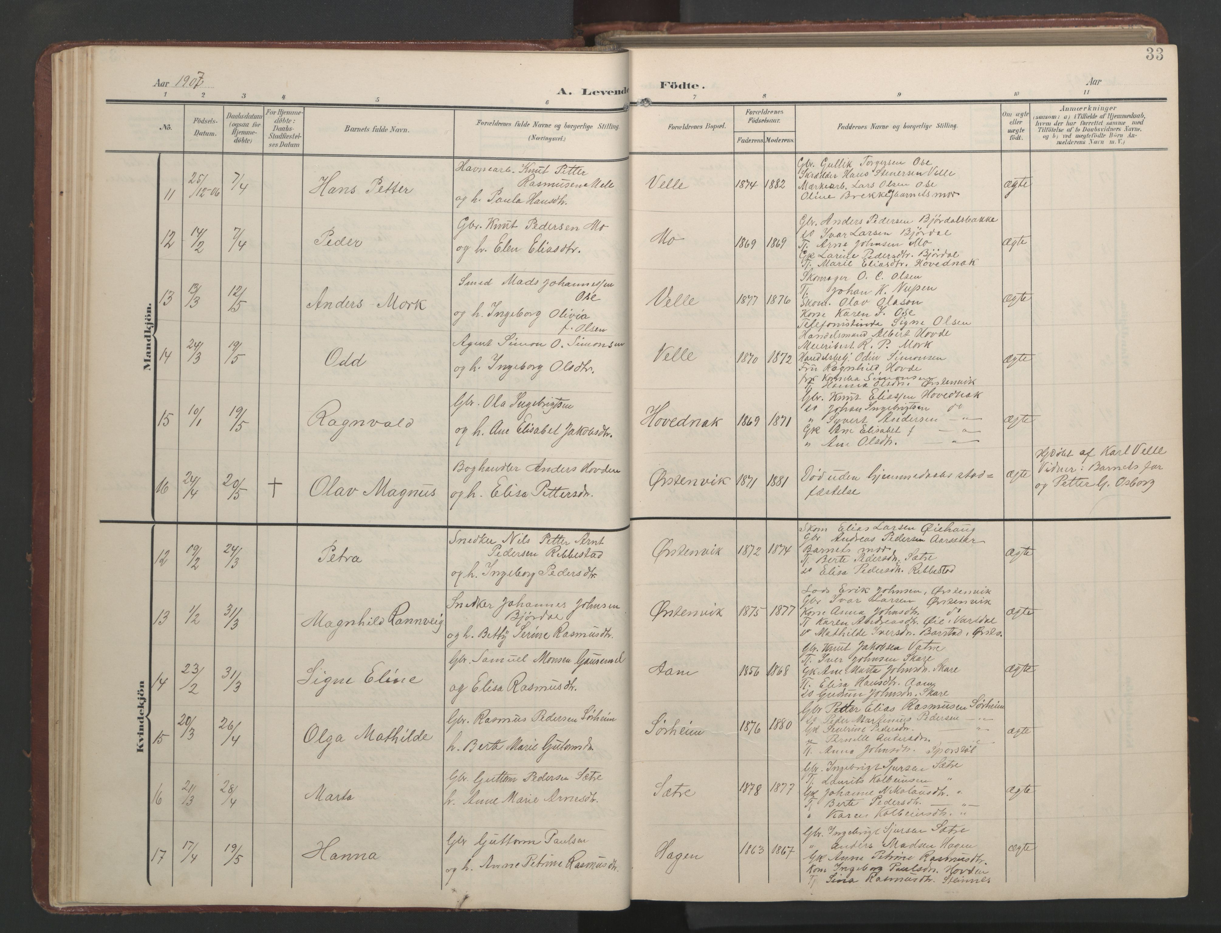 Ministerialprotokoller, klokkerbøker og fødselsregistre - Møre og Romsdal, AV/SAT-A-1454/513/L0190: Klokkerbok nr. 513C04, 1904-1926, s. 33