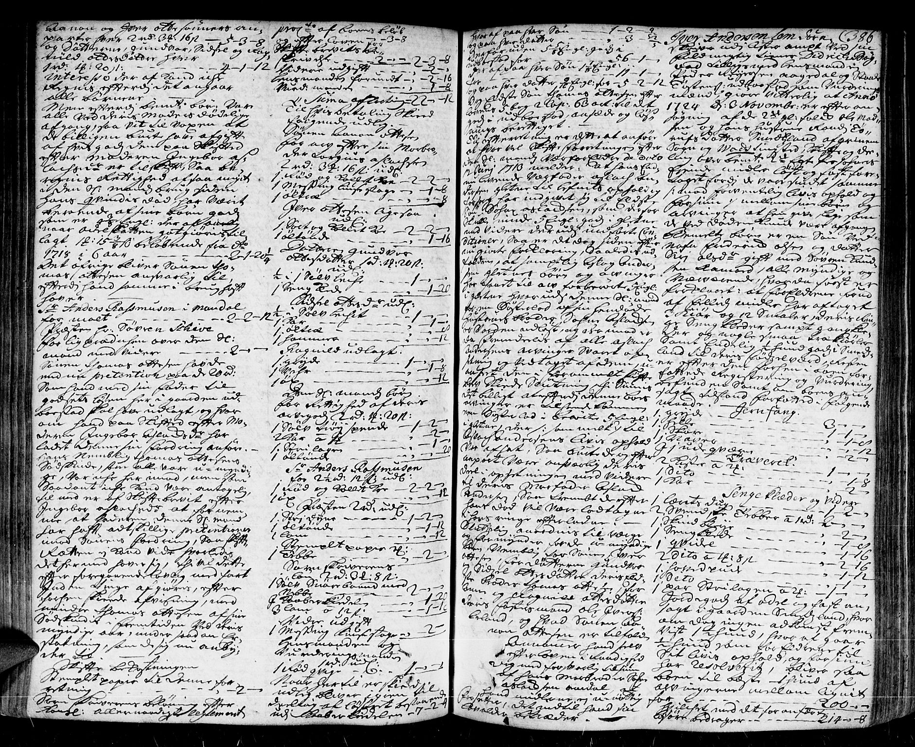 Lister sorenskriveri, AV/SAK-1221-0003/H/Hc/L0019: Skifteprotokoll nr 19 med register, 1723-1725, s. 385b-386a