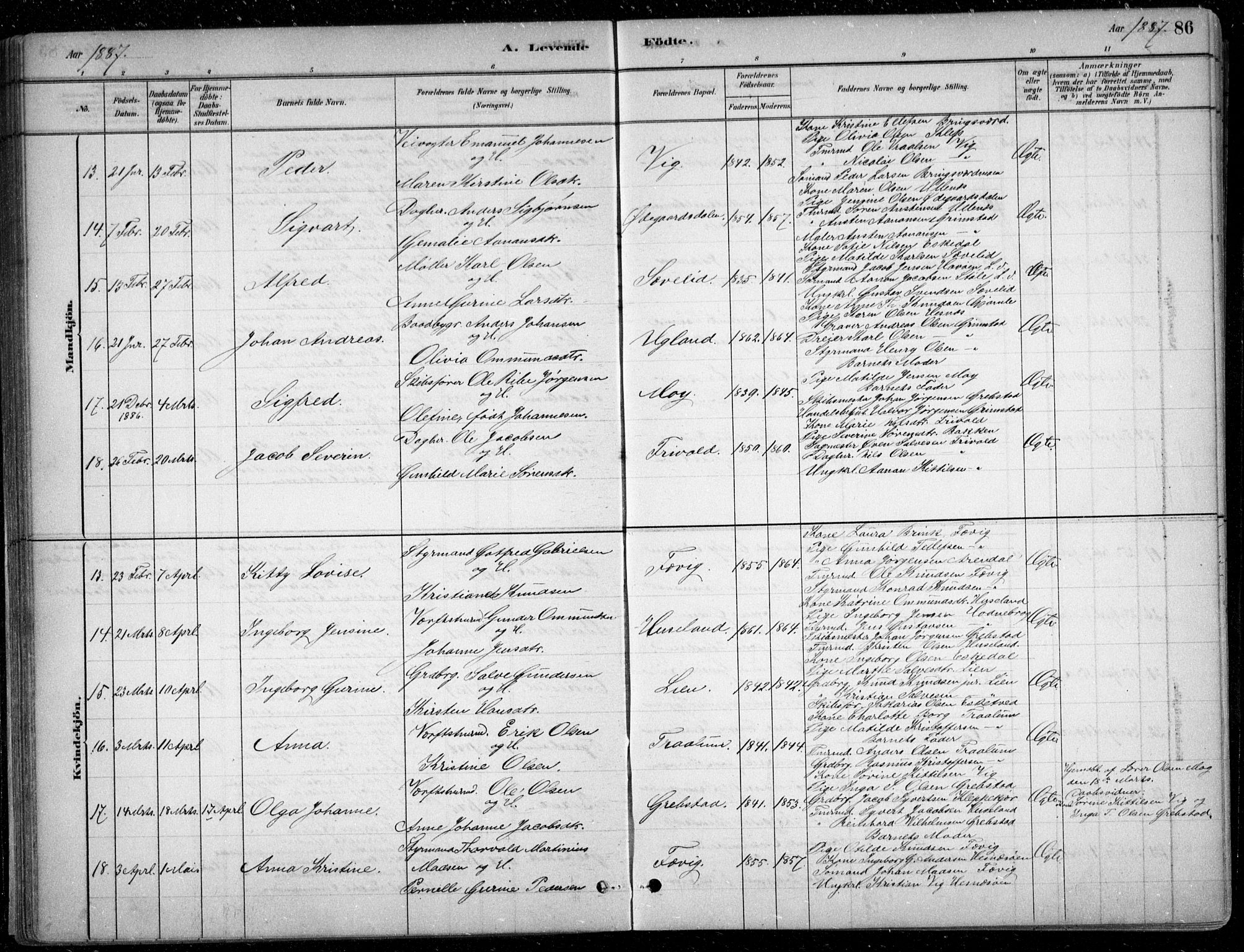 Fjære sokneprestkontor, AV/SAK-1111-0011/F/Fb/L0011: Klokkerbok nr. B 11, 1881-1905, s. 86
