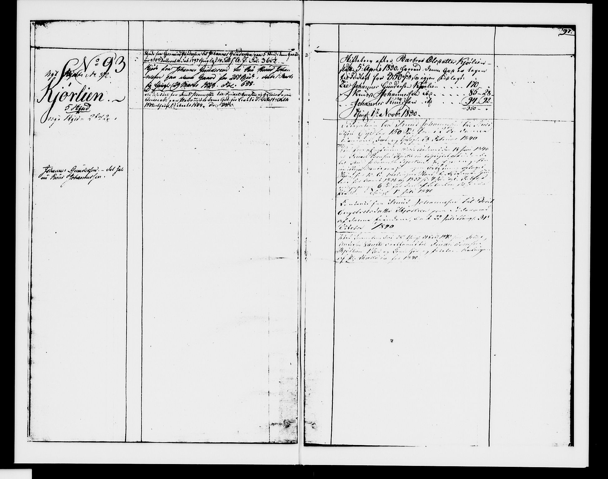 Valdres sorenskriveri, SAH/TING-016/H/Ha/Hab/L0003: Panteregister nr. 2.3, 1827-1841, s. 97