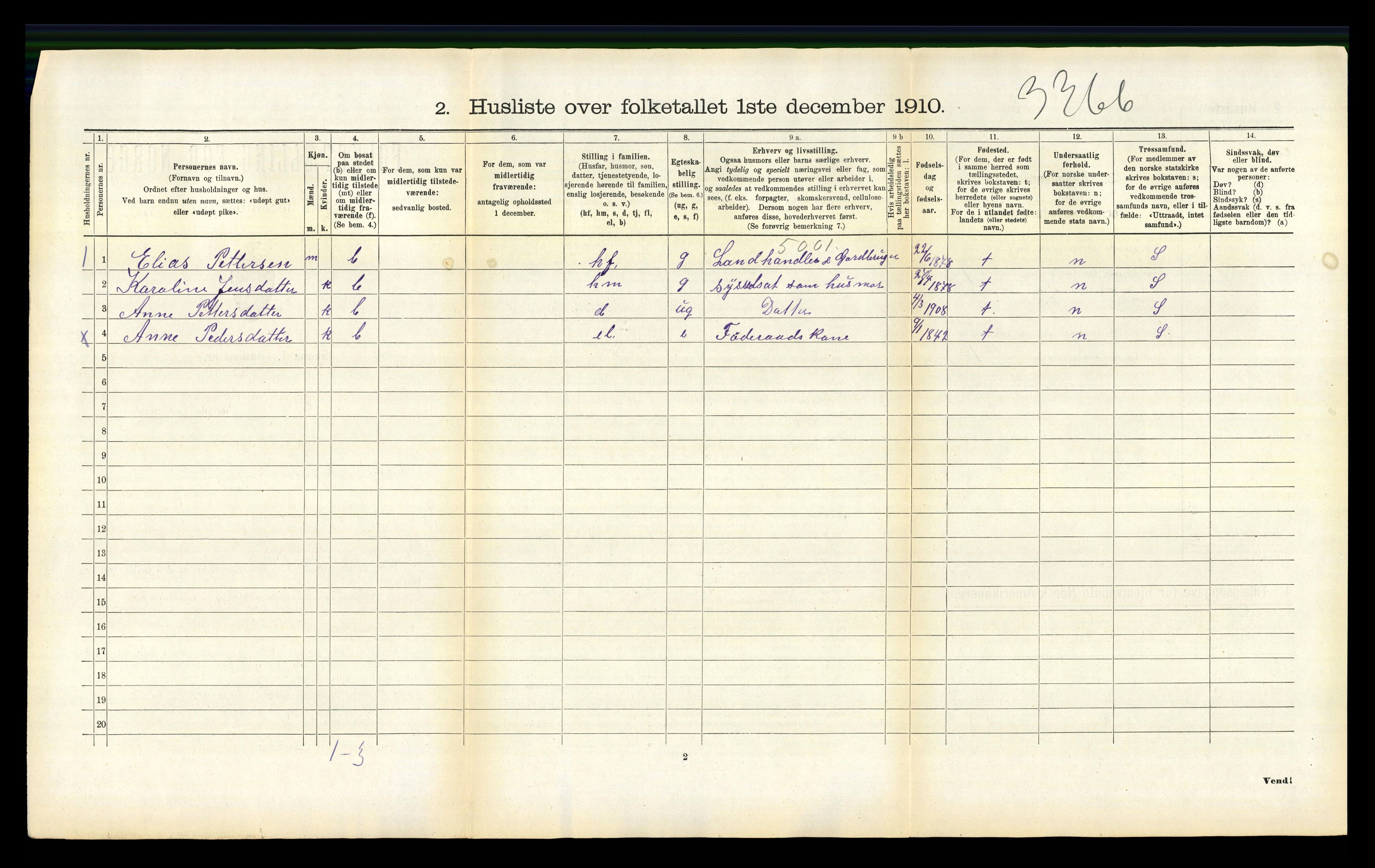 RA, Folketelling 1910 for 1853 Evenes herred, 1910, s. 372