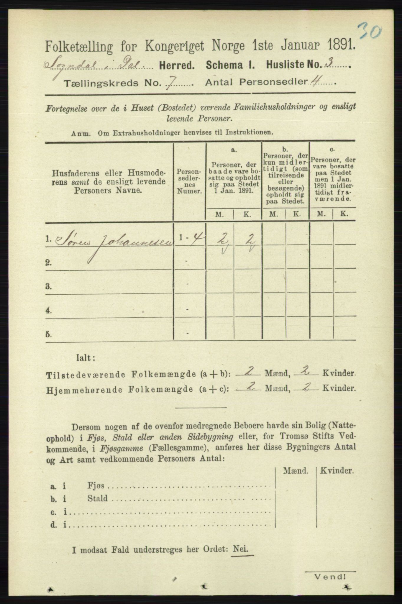 RA, Folketelling 1891 for 1111 Sokndal herred, 1891, s. 2029