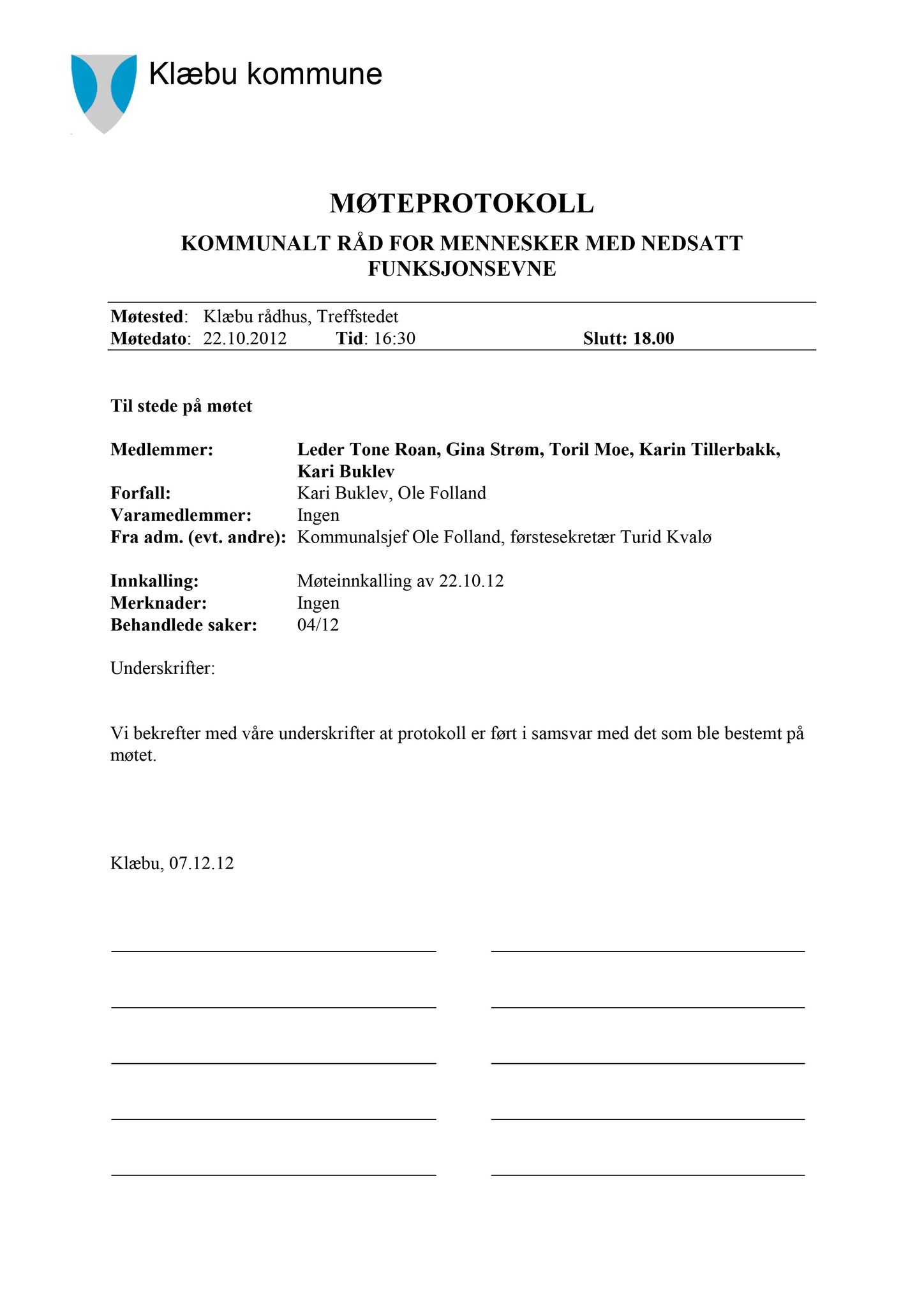 Klæbu Kommune, TRKO/KK/08-KMNF/L002: Kommunalt råd for mennesker med nedsatt funksjonsevne - Møtedokumenter, 2012, s. 25