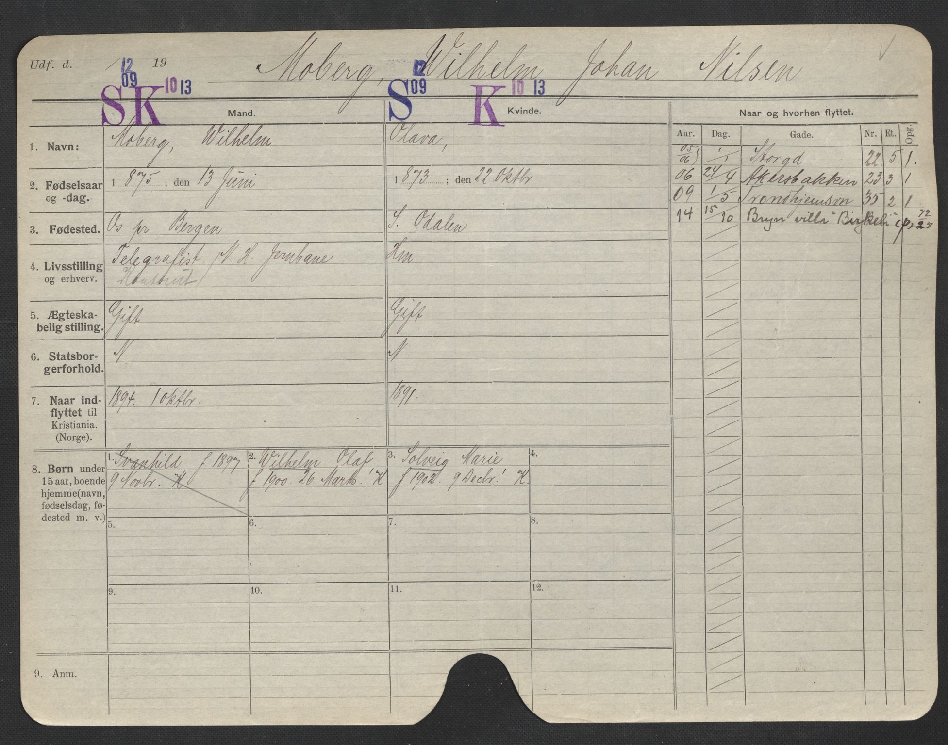 Oslo folkeregister, Registerkort, AV/SAO-A-11715/F/Fa/Fac/L0007: Menn, 1906-1914, s. 824a