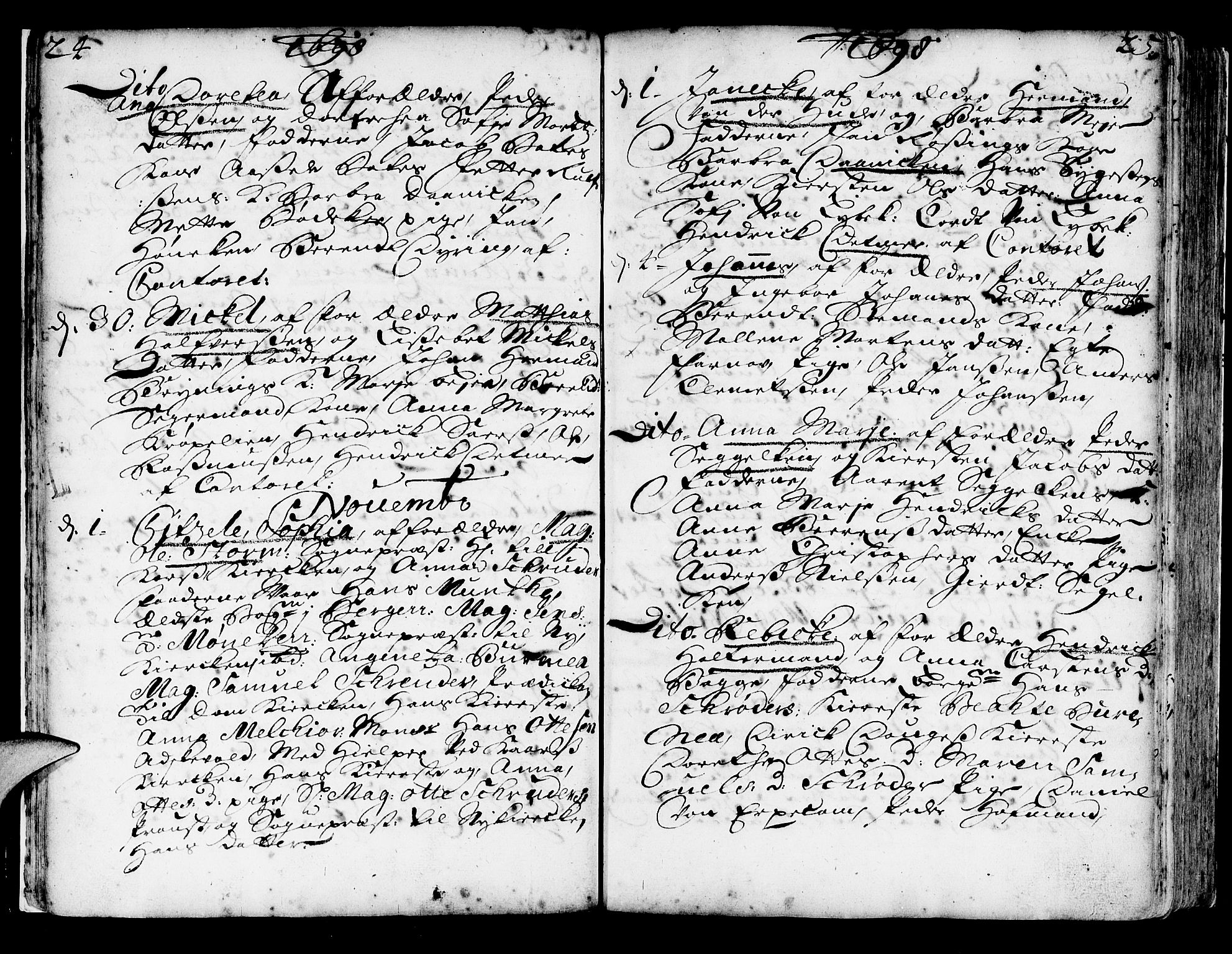 Korskirken sokneprestembete, AV/SAB-A-76101/H/Haa/L0003: Ministerialbok nr. A 3, 1698-1719, s. 24-25