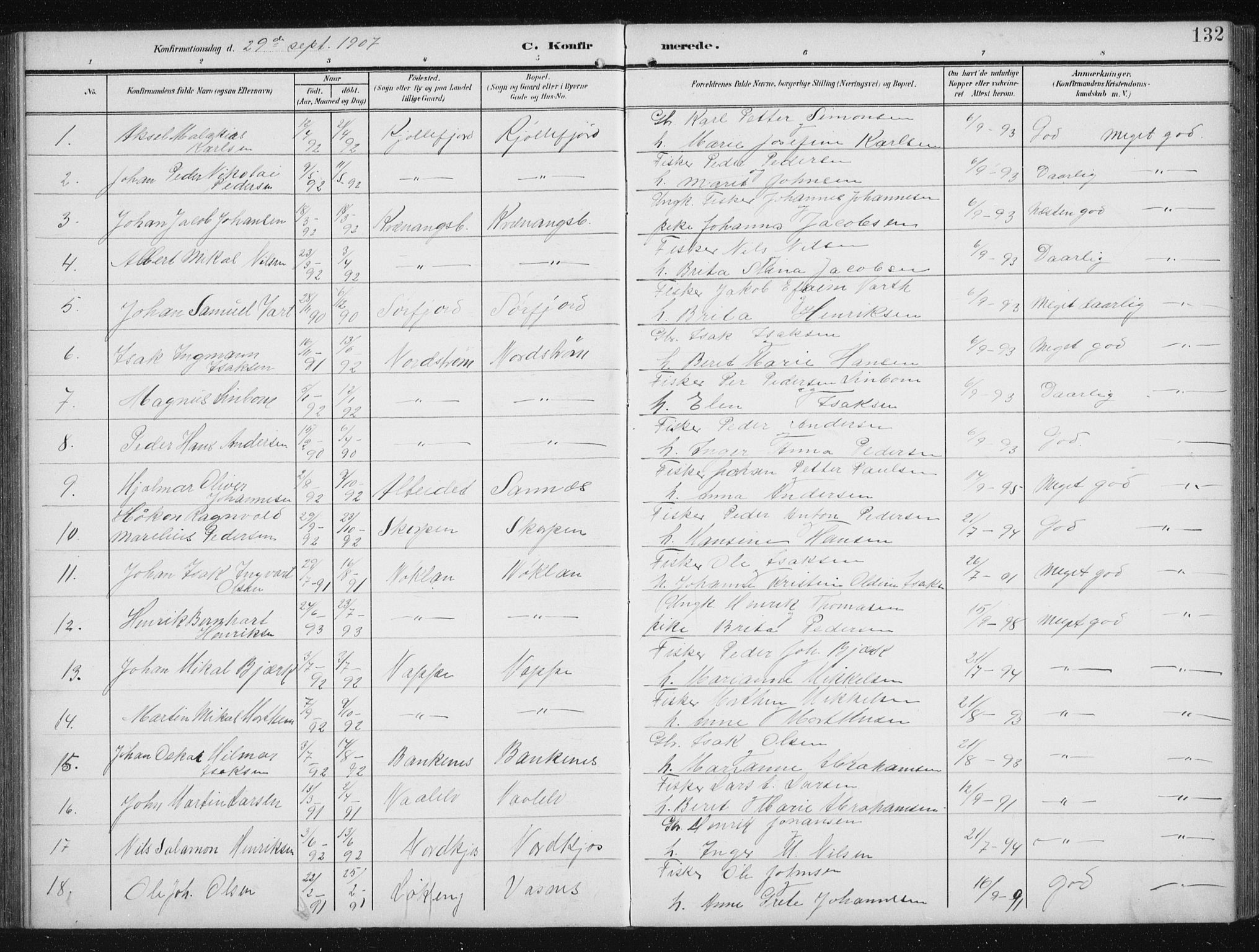 Skjervøy sokneprestkontor, AV/SATØ-S-1300/H/Ha/Hab/L0017klokker: Klokkerbok nr. 17, 1906-1941, s. 132