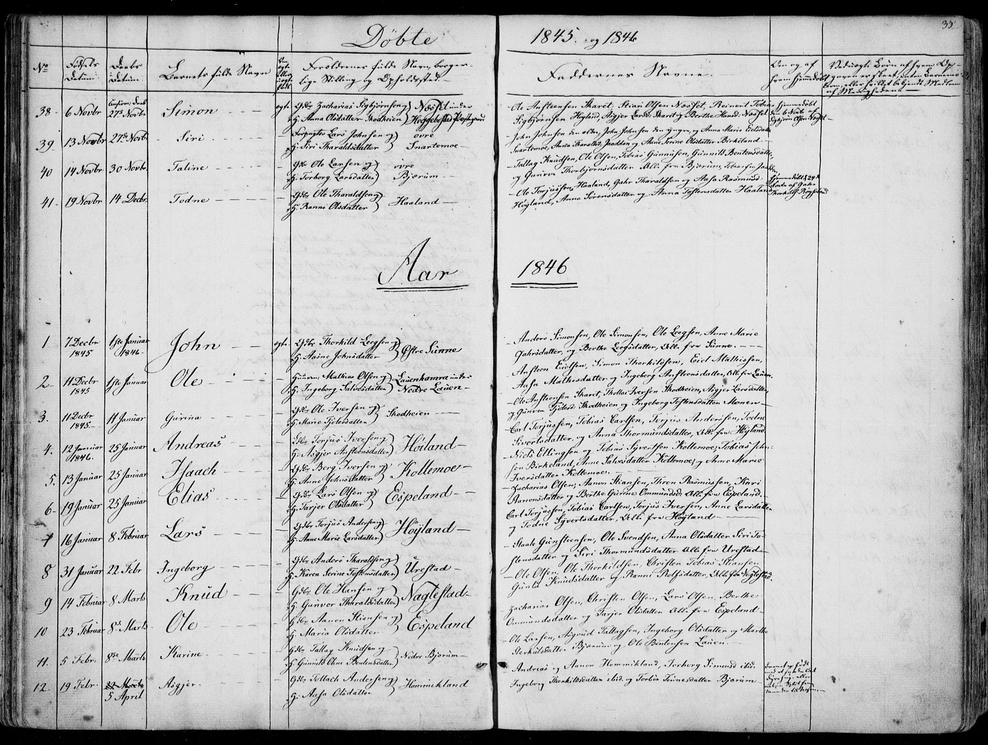 Hægebostad sokneprestkontor, SAK/1111-0024/F/Fa/Faa/L0004: Ministerialbok nr. A 4, 1834-1864, s. 35