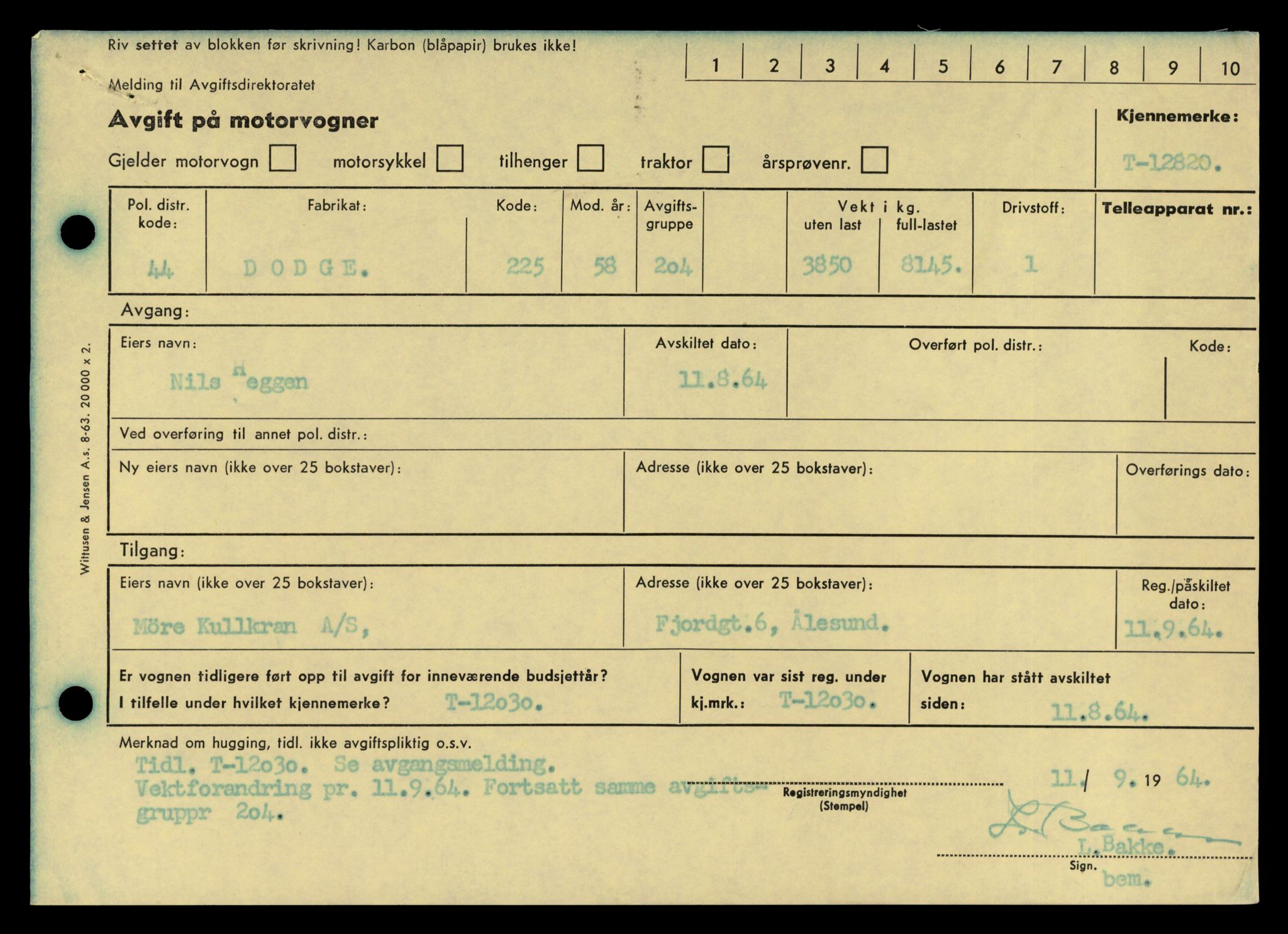 Møre og Romsdal vegkontor - Ålesund trafikkstasjon, AV/SAT-A-4099/F/Fe/L0035: Registreringskort for kjøretøy T 12653 - T 12829, 1927-1998, s. 3260