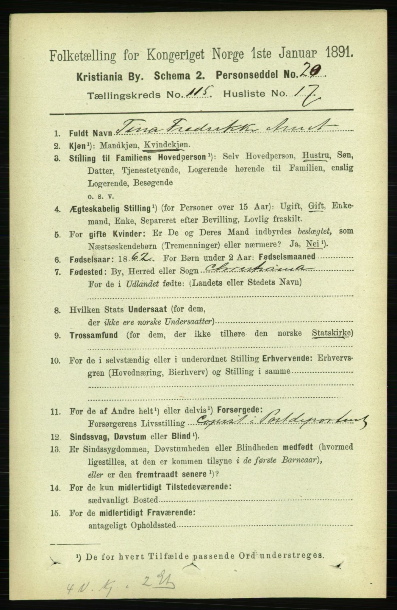 RA, Folketelling 1891 for 0301 Kristiania kjøpstad, 1891, s. 62329