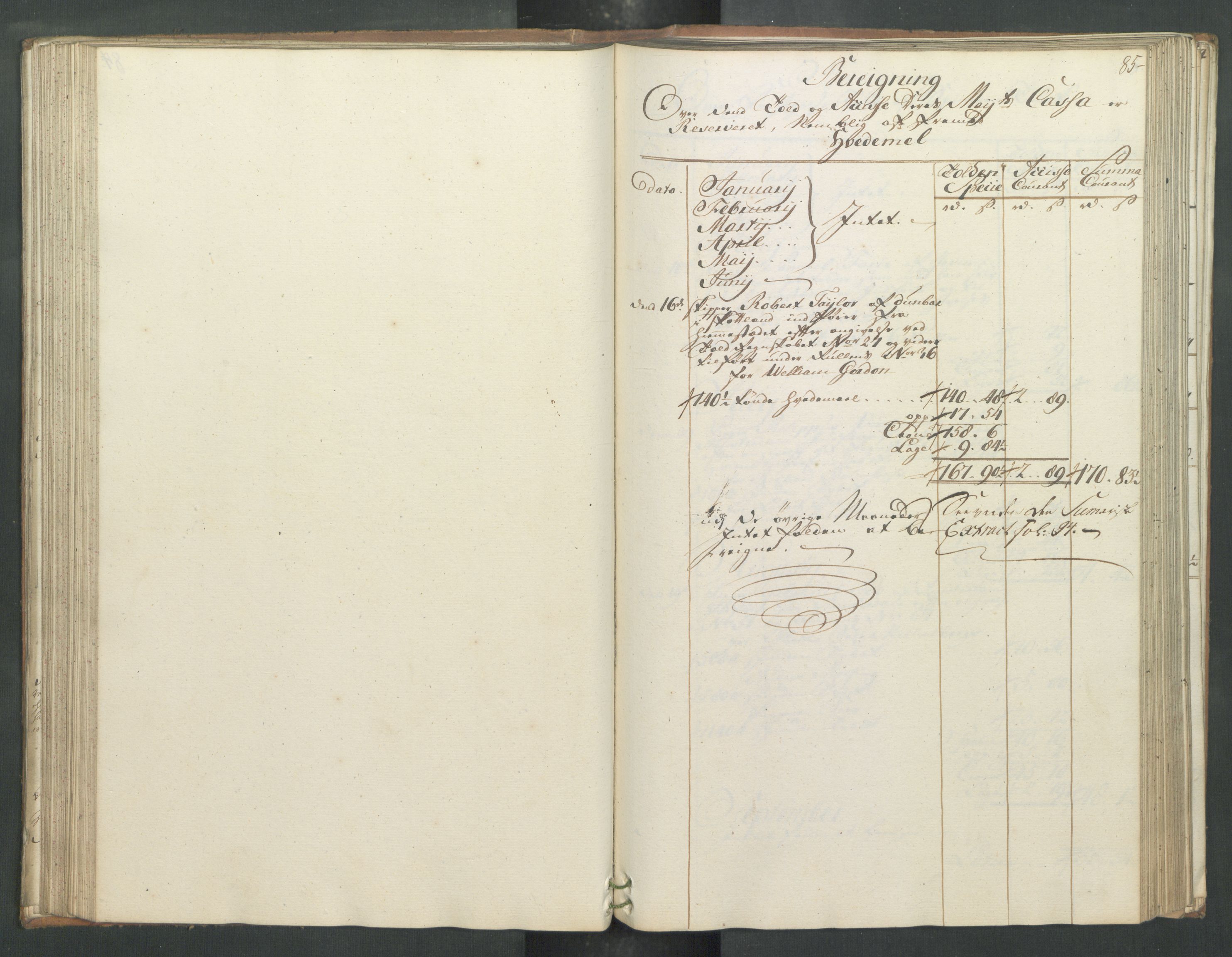 Generaltollkammeret, tollregnskaper, AV/RA-EA-5490/R32/L0019/0001: Tollregnskaper Kristiansund / Hovedtollbok, 1762, s. 84b-85a