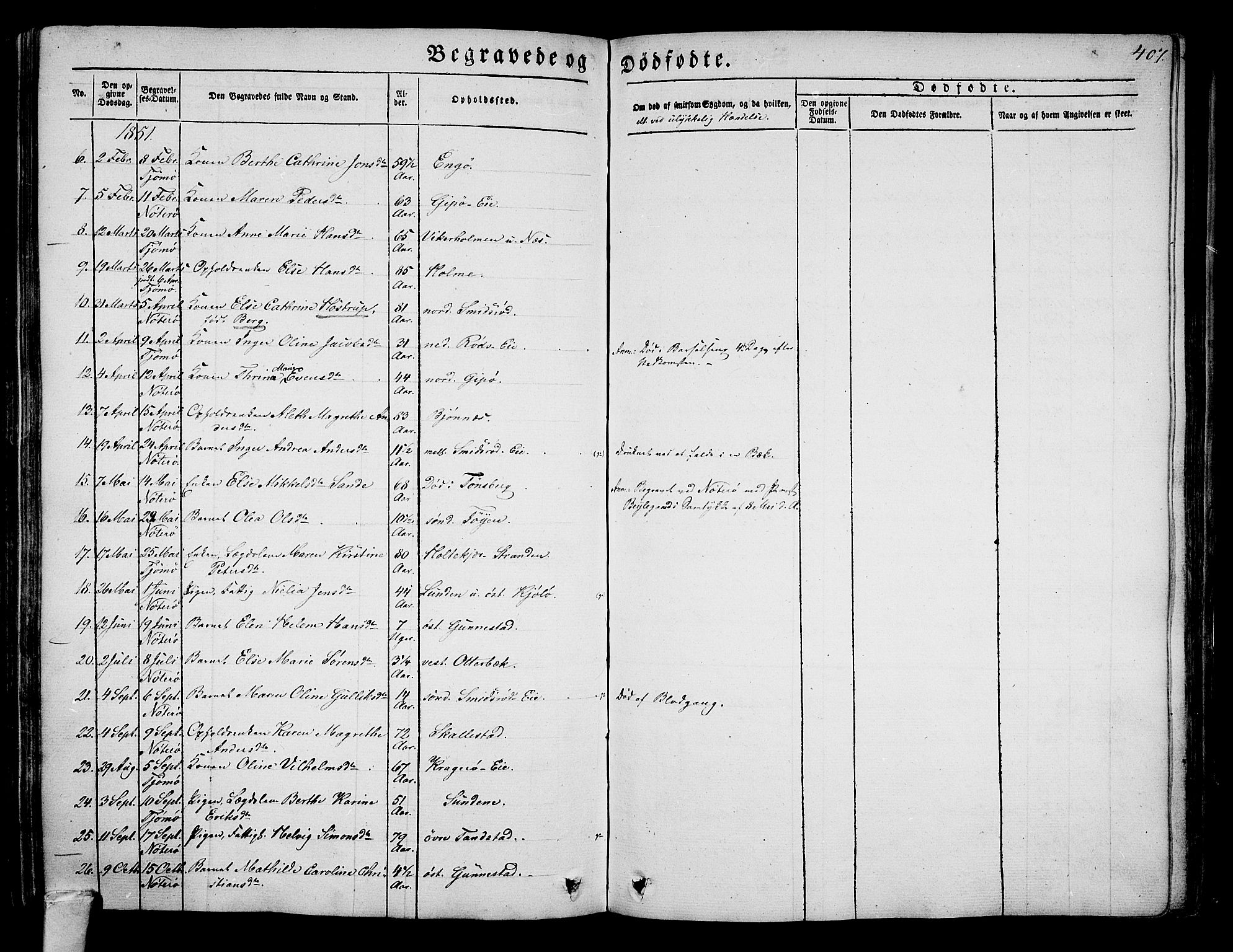 Nøtterøy kirkebøker, AV/SAKO-A-354/G/Ga/L0001: Klokkerbok nr. I 1, 1844-1859, s. 407