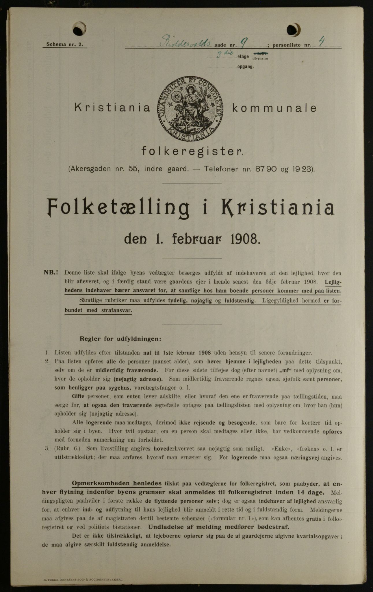 OBA, Kommunal folketelling 1.2.1908 for Kristiania kjøpstad, 1908, s. 74678